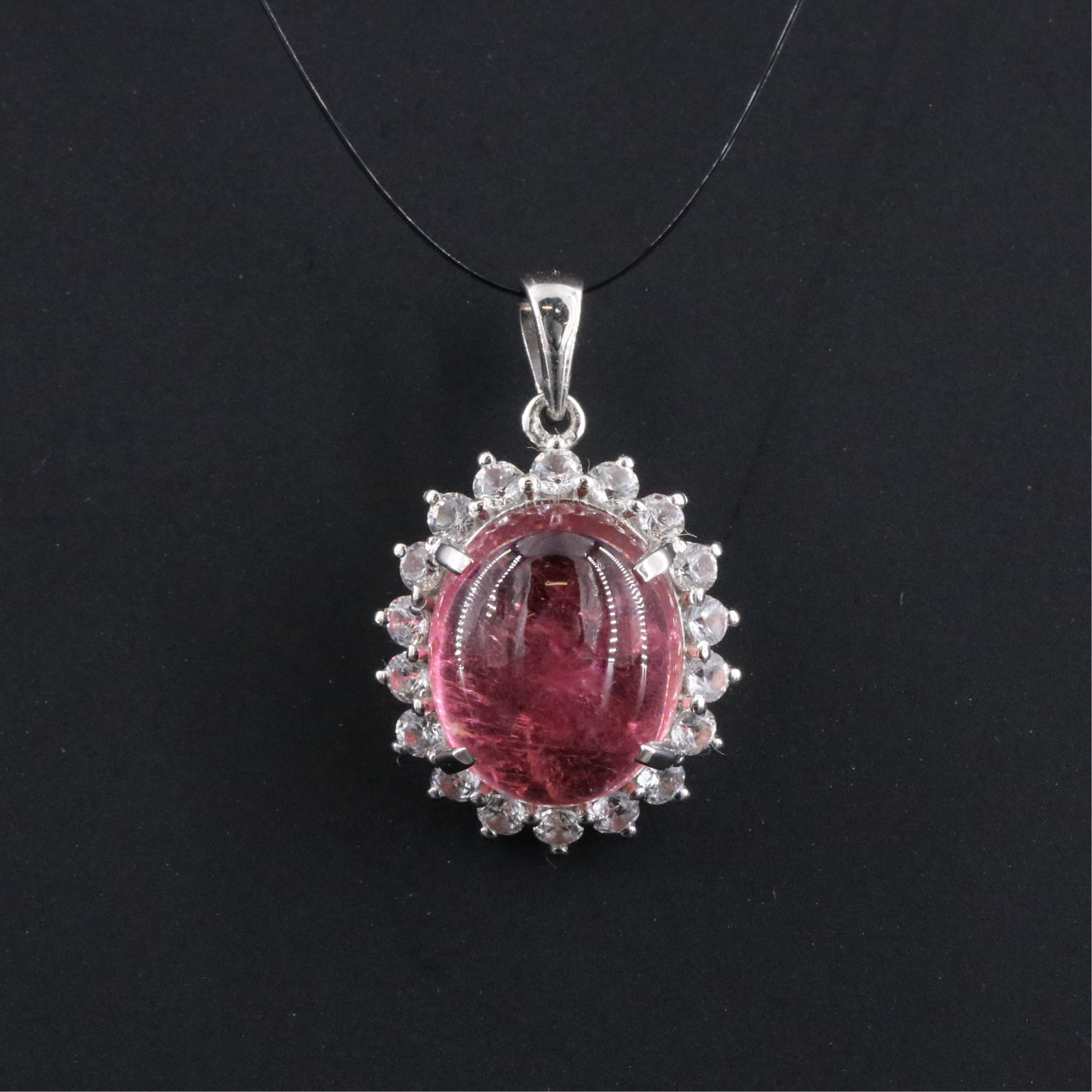 Platinum Tourmaline and White Sapphire Pendant