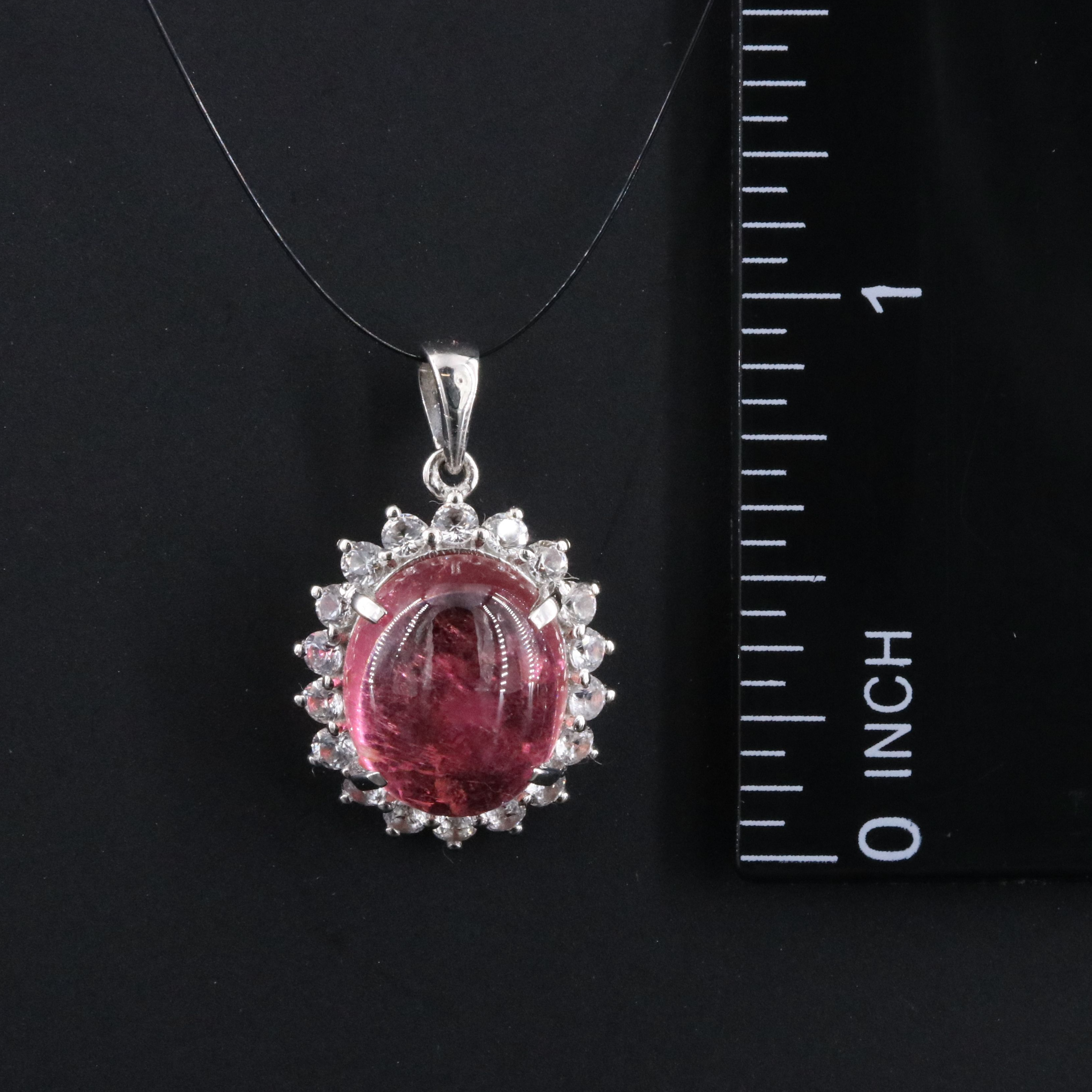 Platinum Tourmaline and White Sapphire Pendant