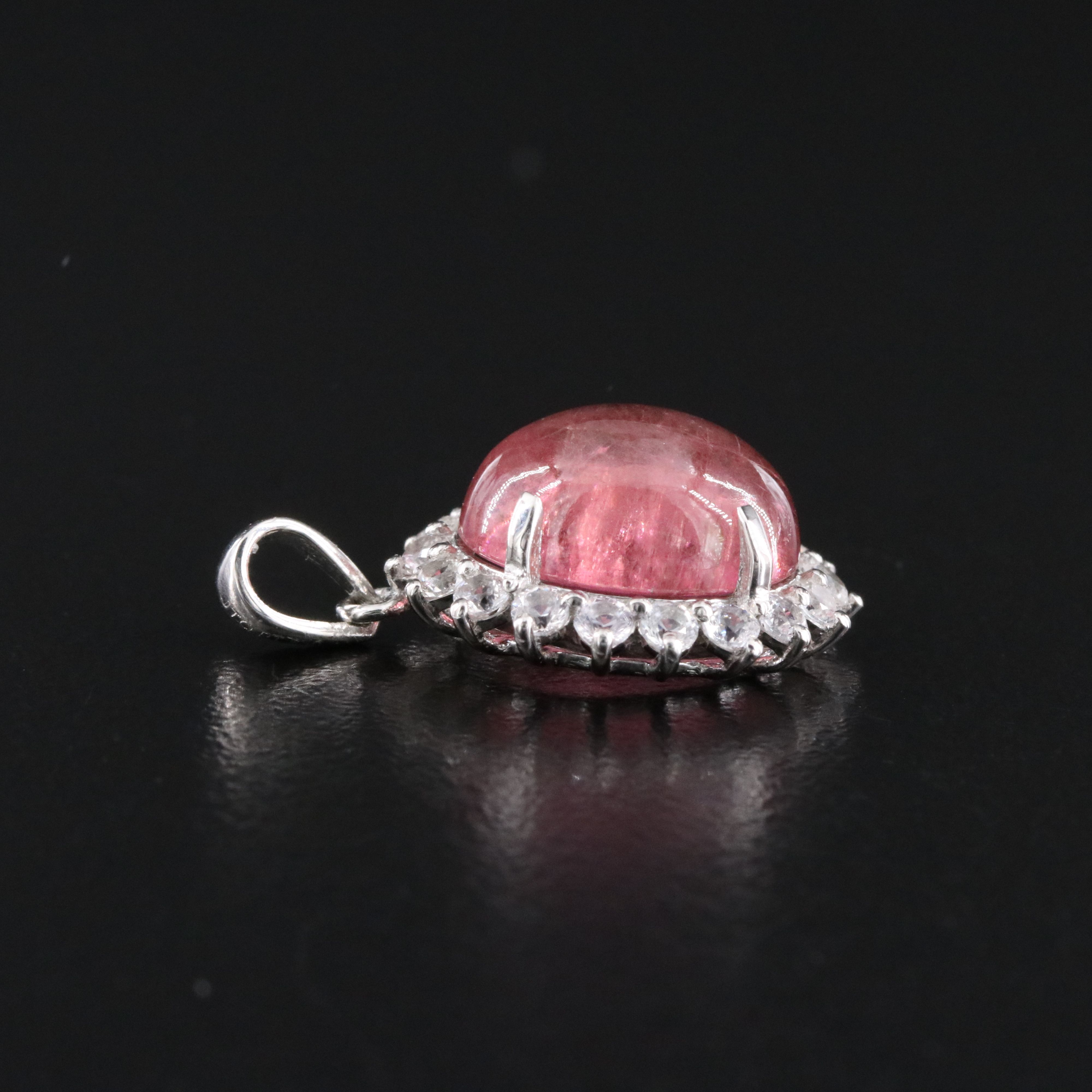 Platinum Tourmaline and White Sapphire Pendant