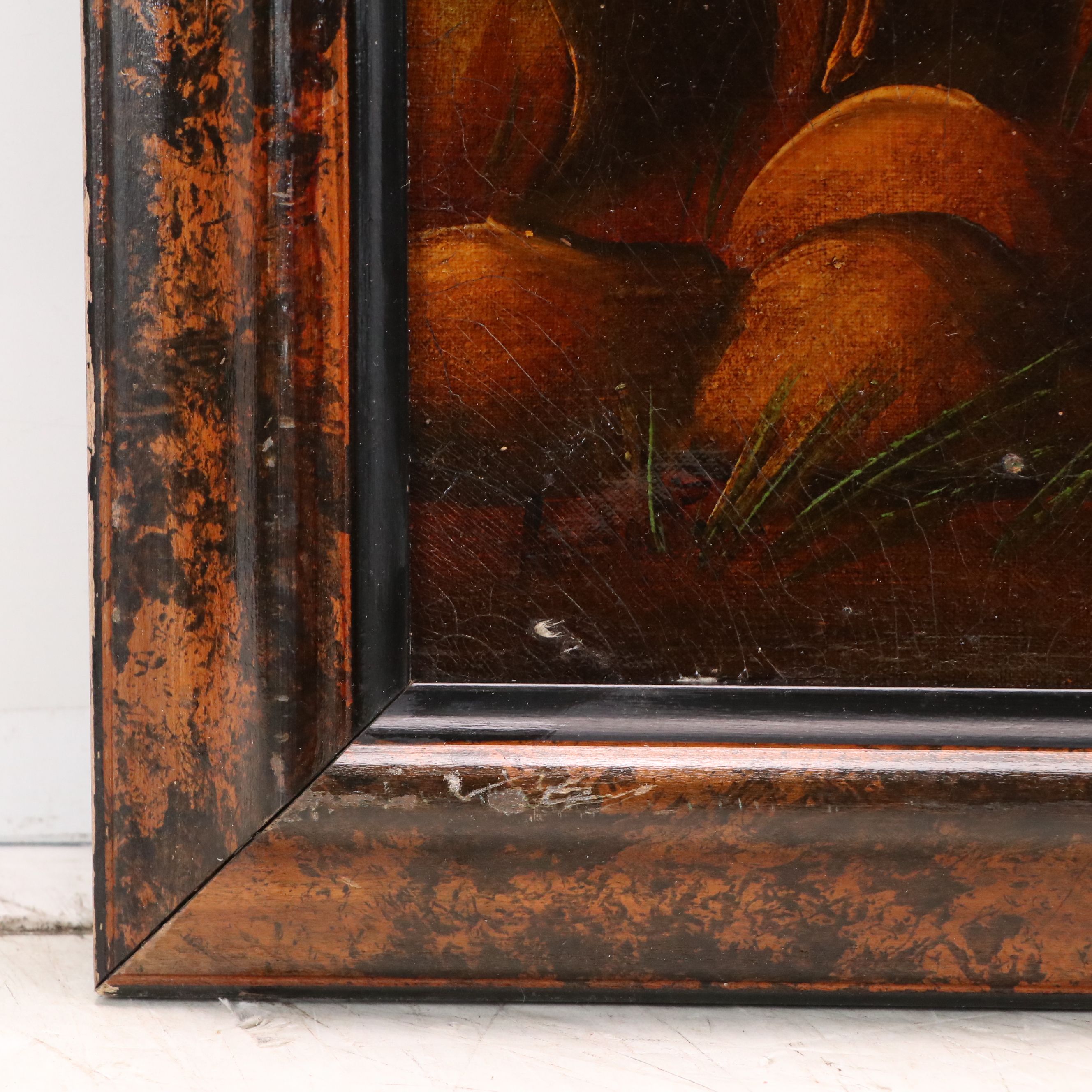 Landscape Oil Painting of Watering Livestock and Herders, Late 19th Century