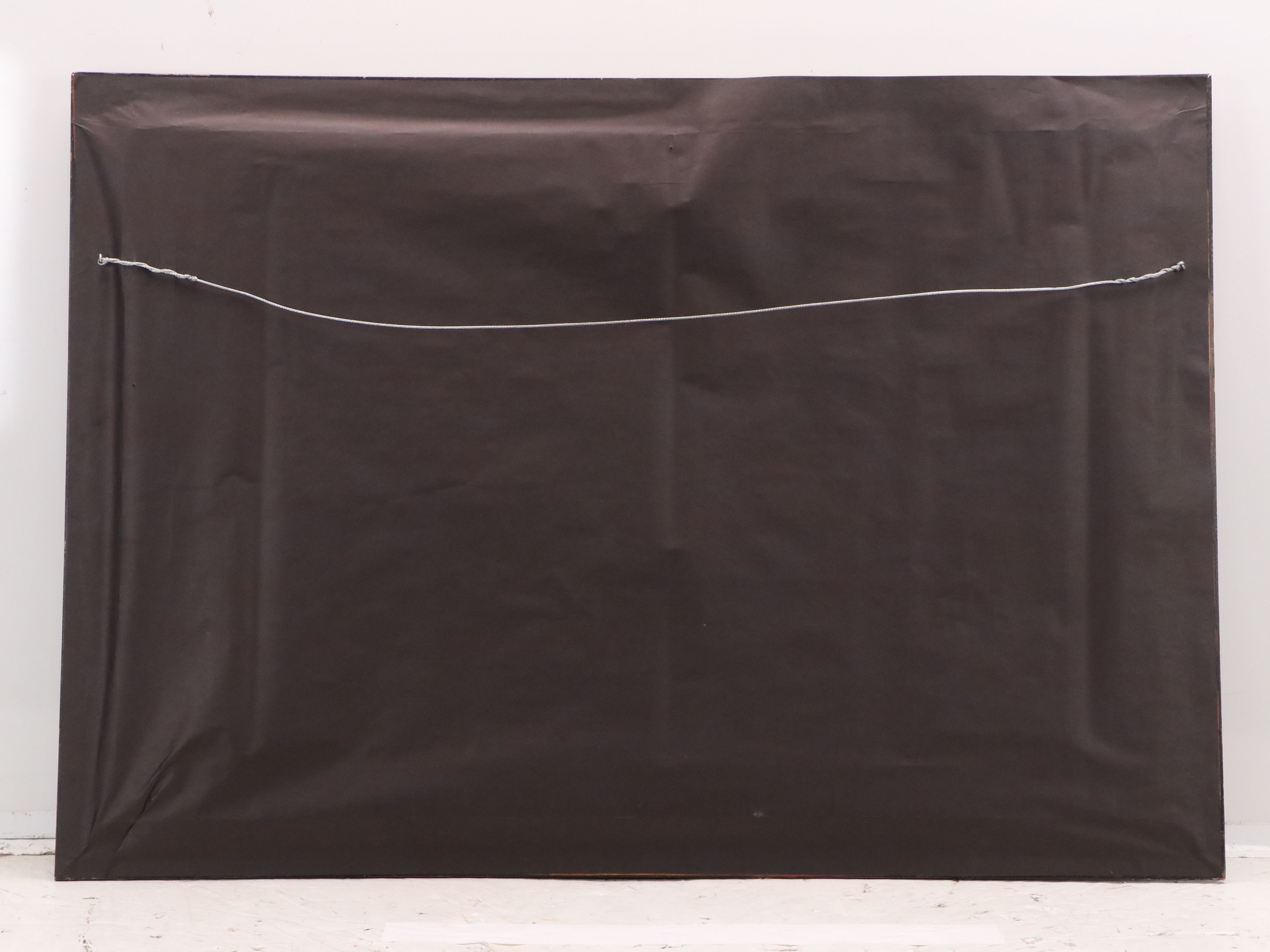 Landscape Oil Painting of Watering Livestock and Herders, Late 19th Century