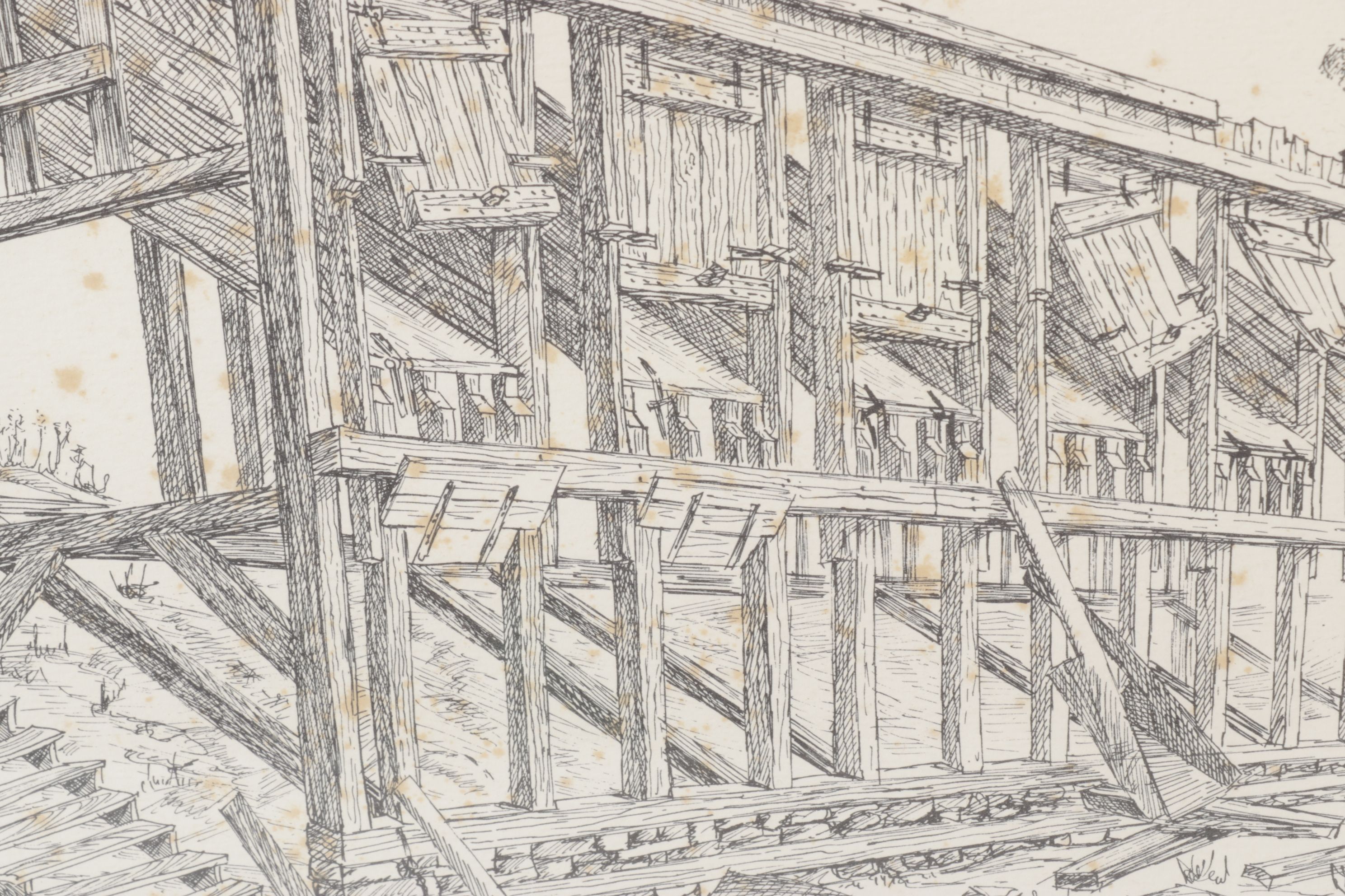 W.R. Doherty Etching of Mining Infrastructure "Illium Chutes", 1970