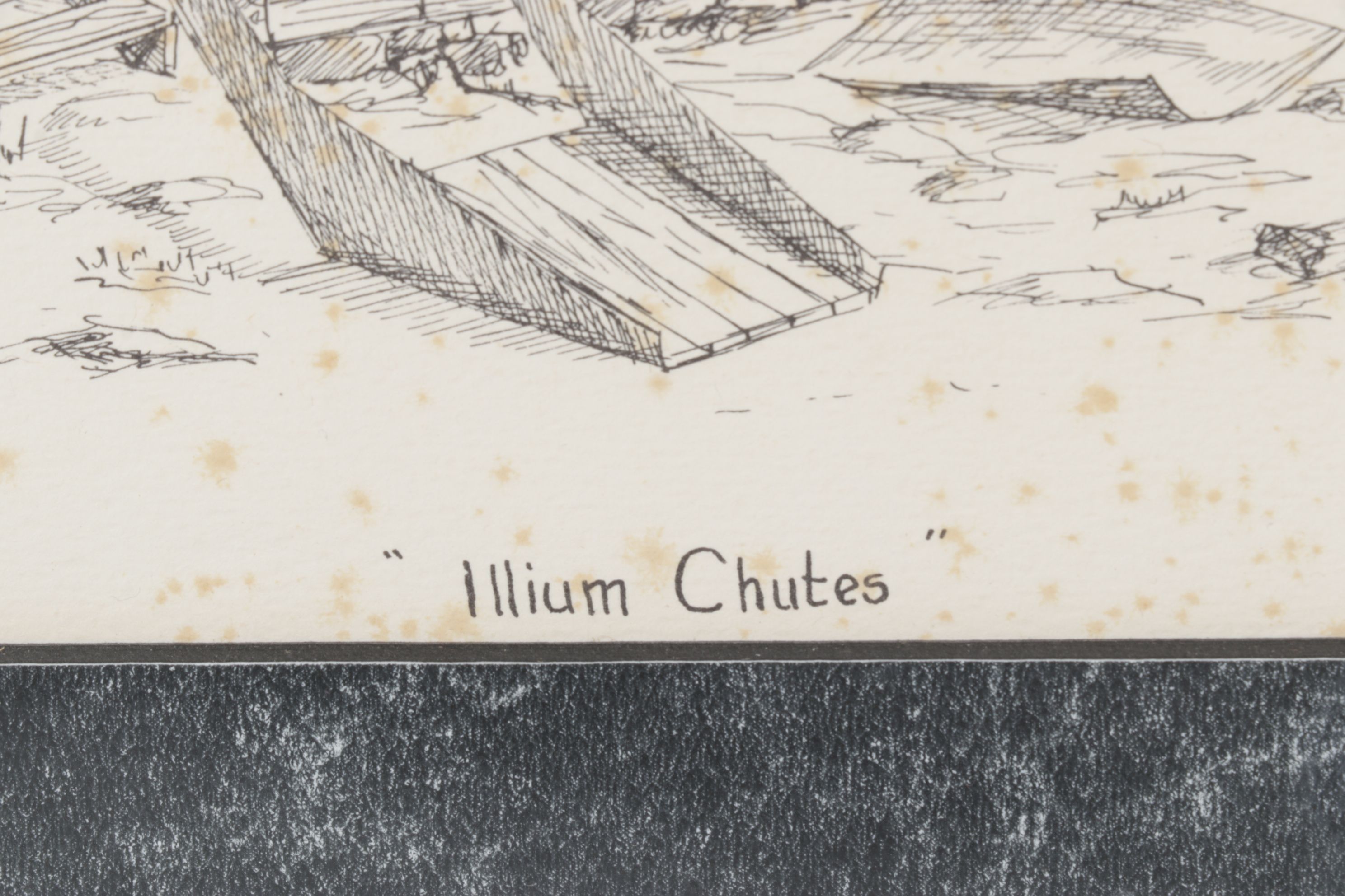 W.R. Doherty Etching of Mining Infrastructure "Illium Chutes", 1970