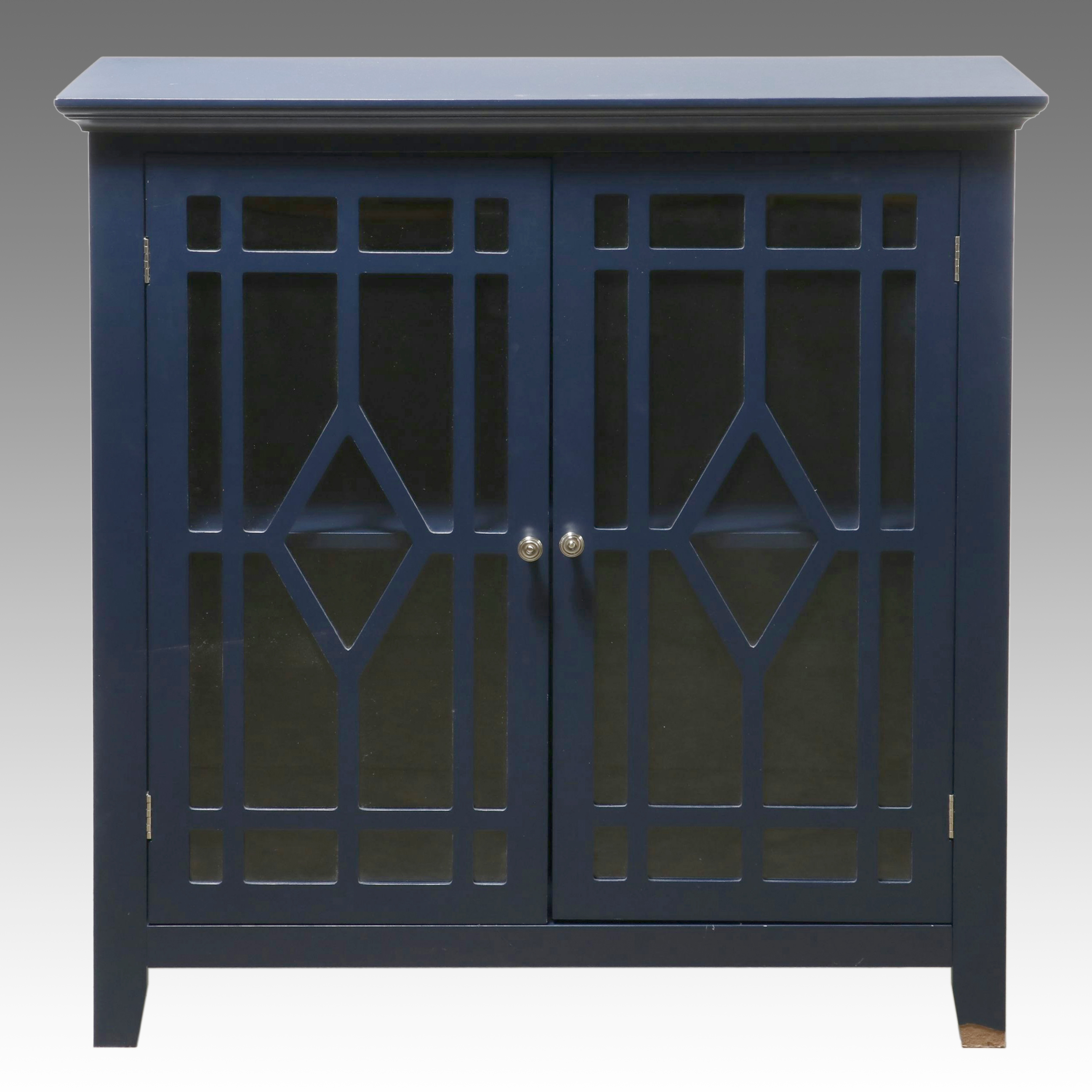 Sauder "Harvey Park" Navy Blue Fretwork Accent Cabinet
