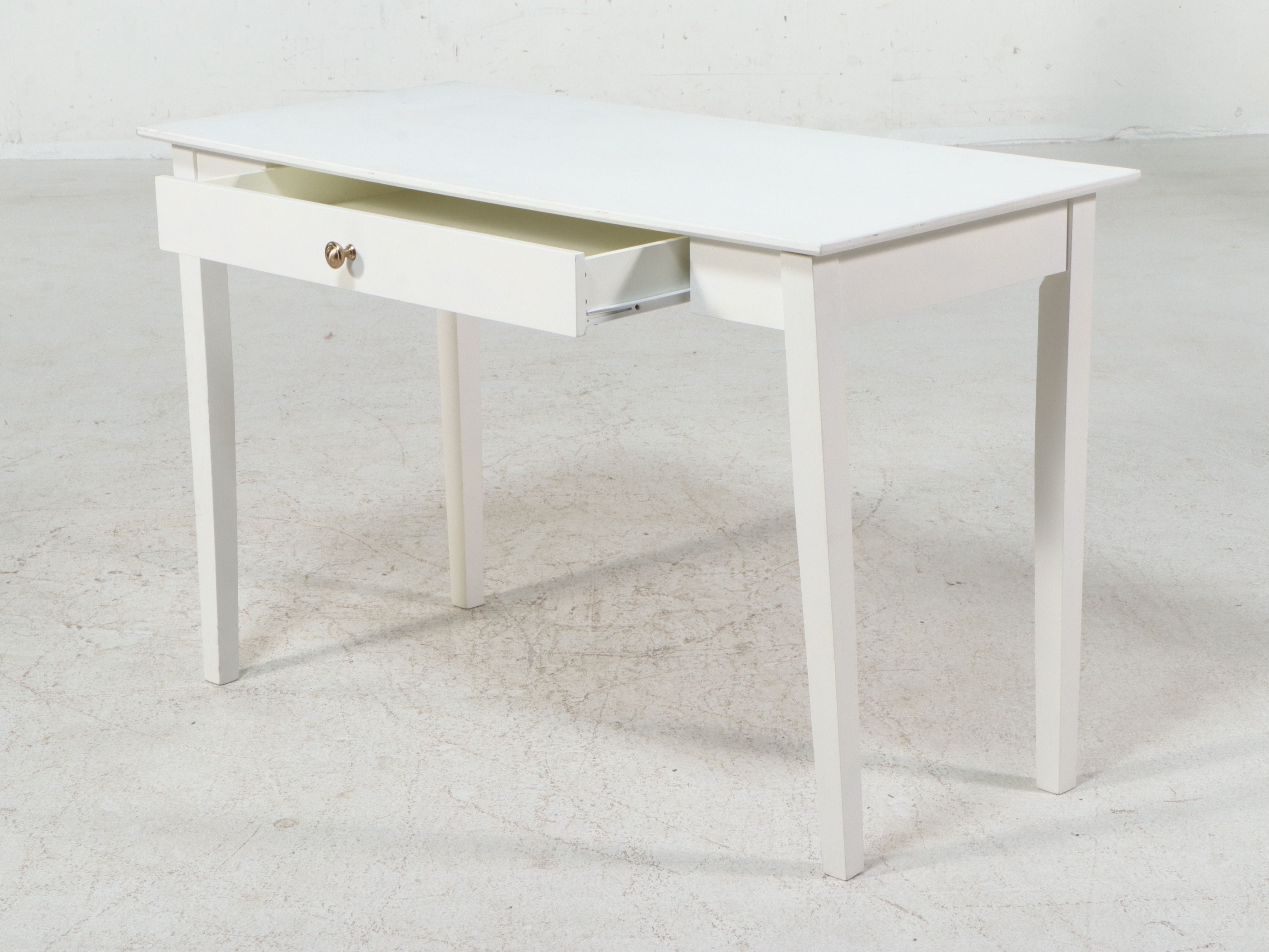 Contemporary White Desk and Upholstered Wingback Office Chair