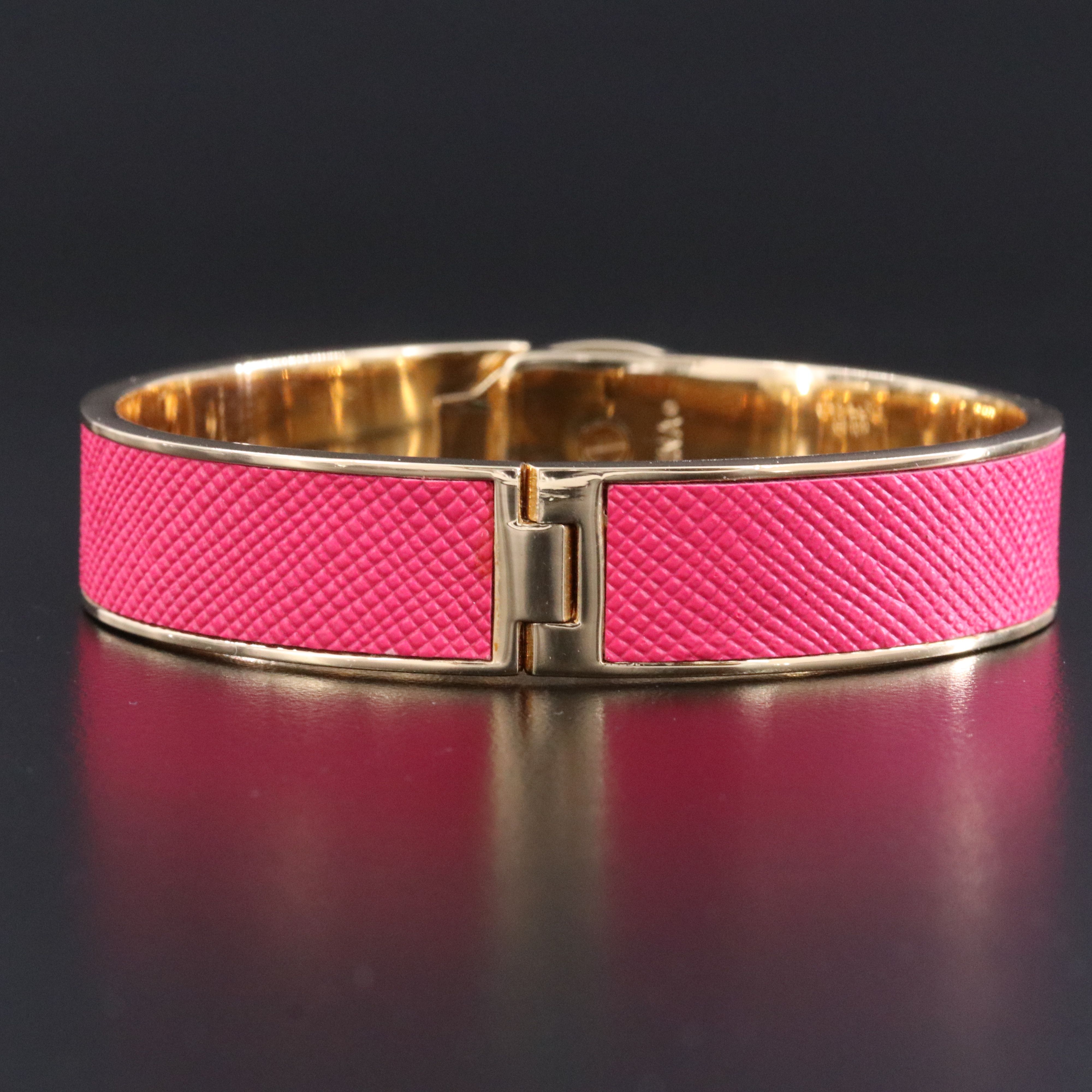 Coach textured pink latch bracelet