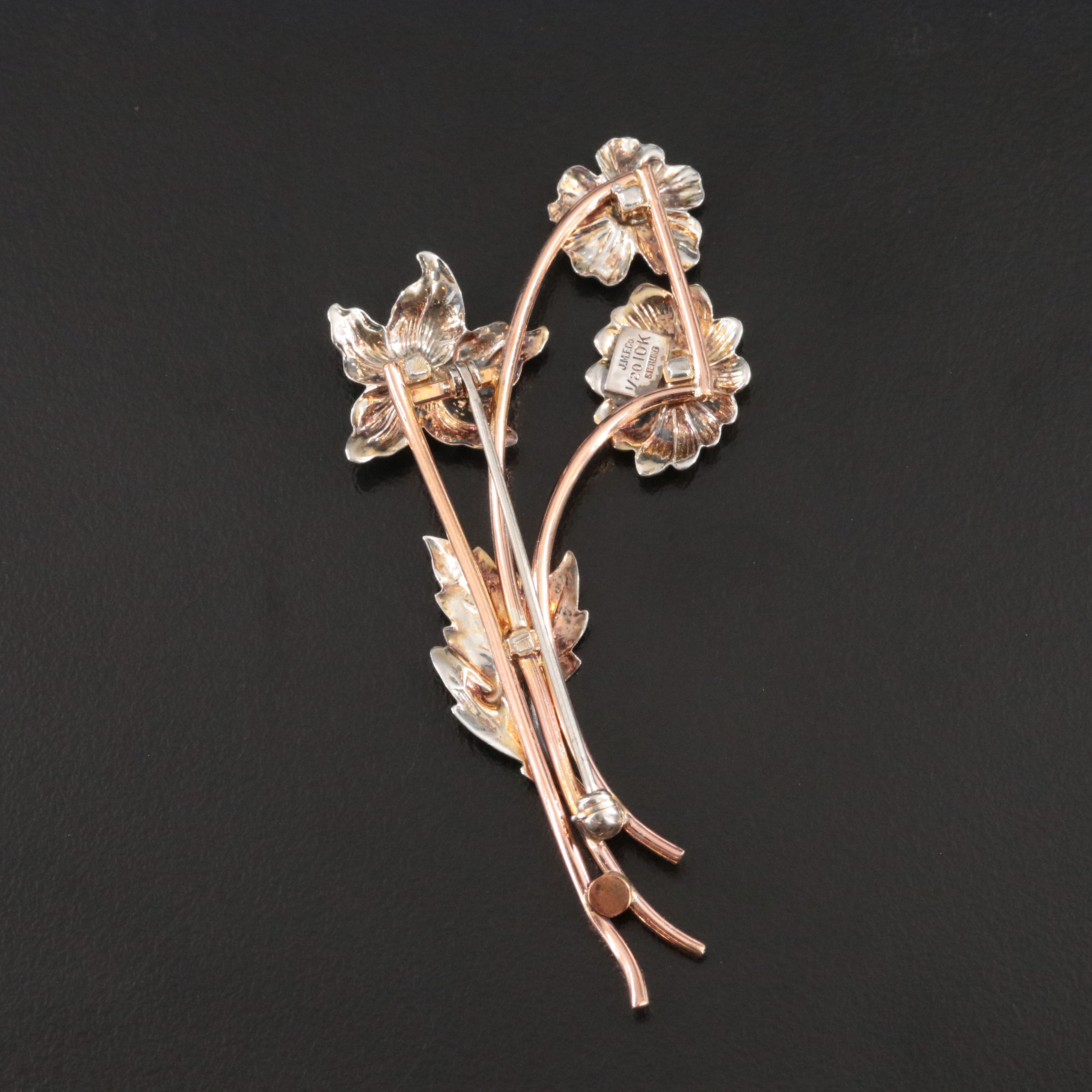 J.M. Fisher Co. Sterling Enamel Flower Brooch