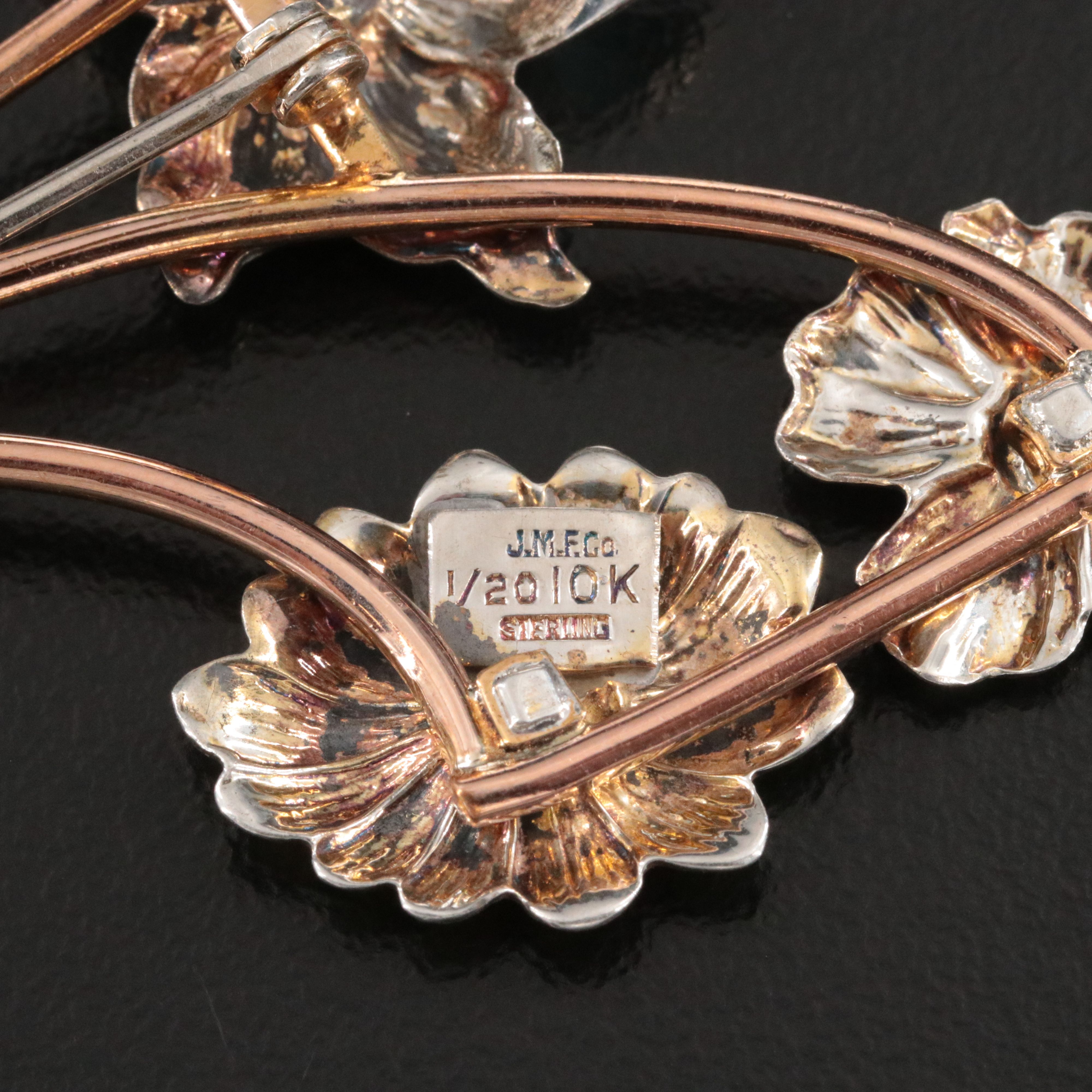 J.M. Fisher Co. Sterling Enamel Flower Brooch