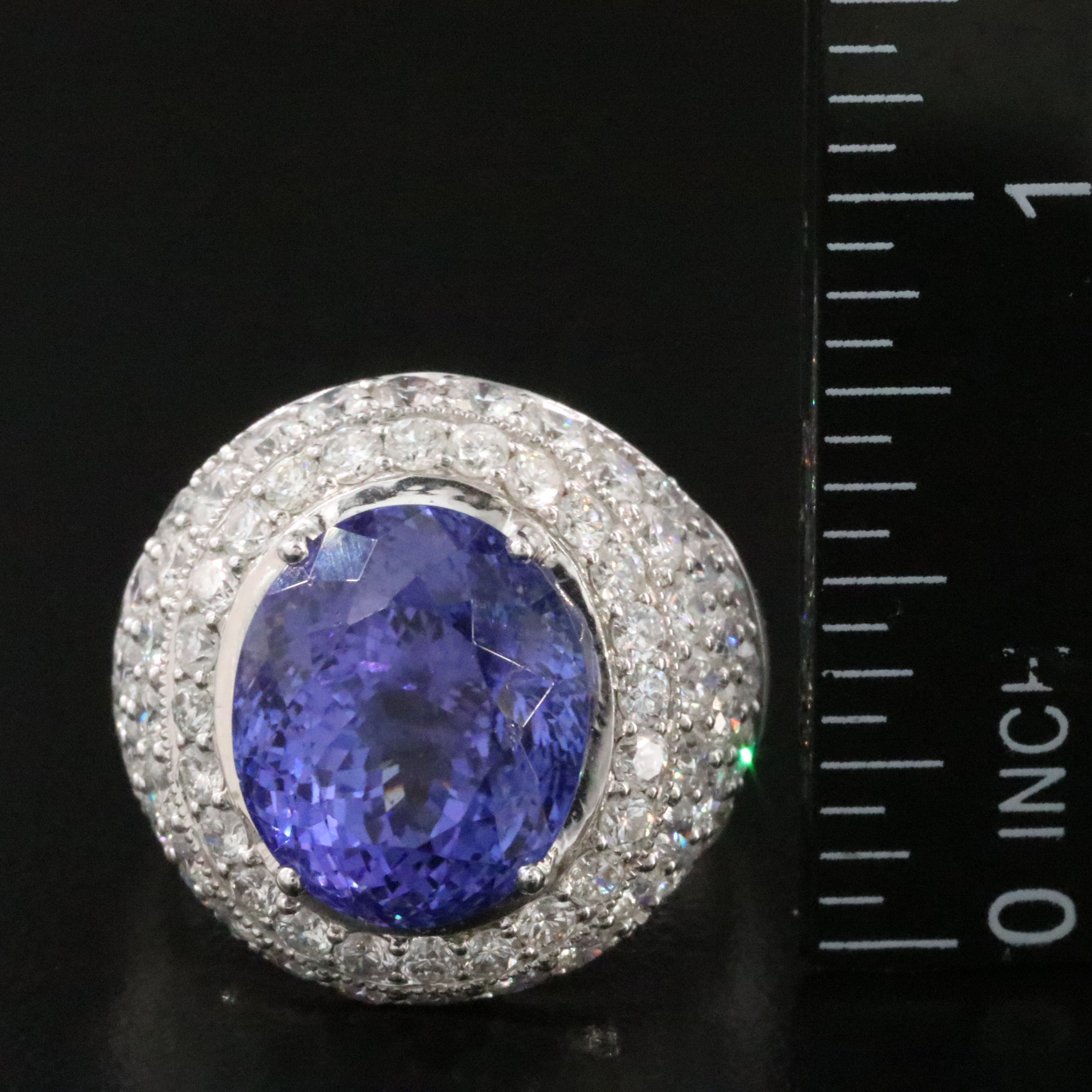 Michael Christoff 18K 9.73 CT Tanzanite and 3.14 CTW Diamond Dome Ring