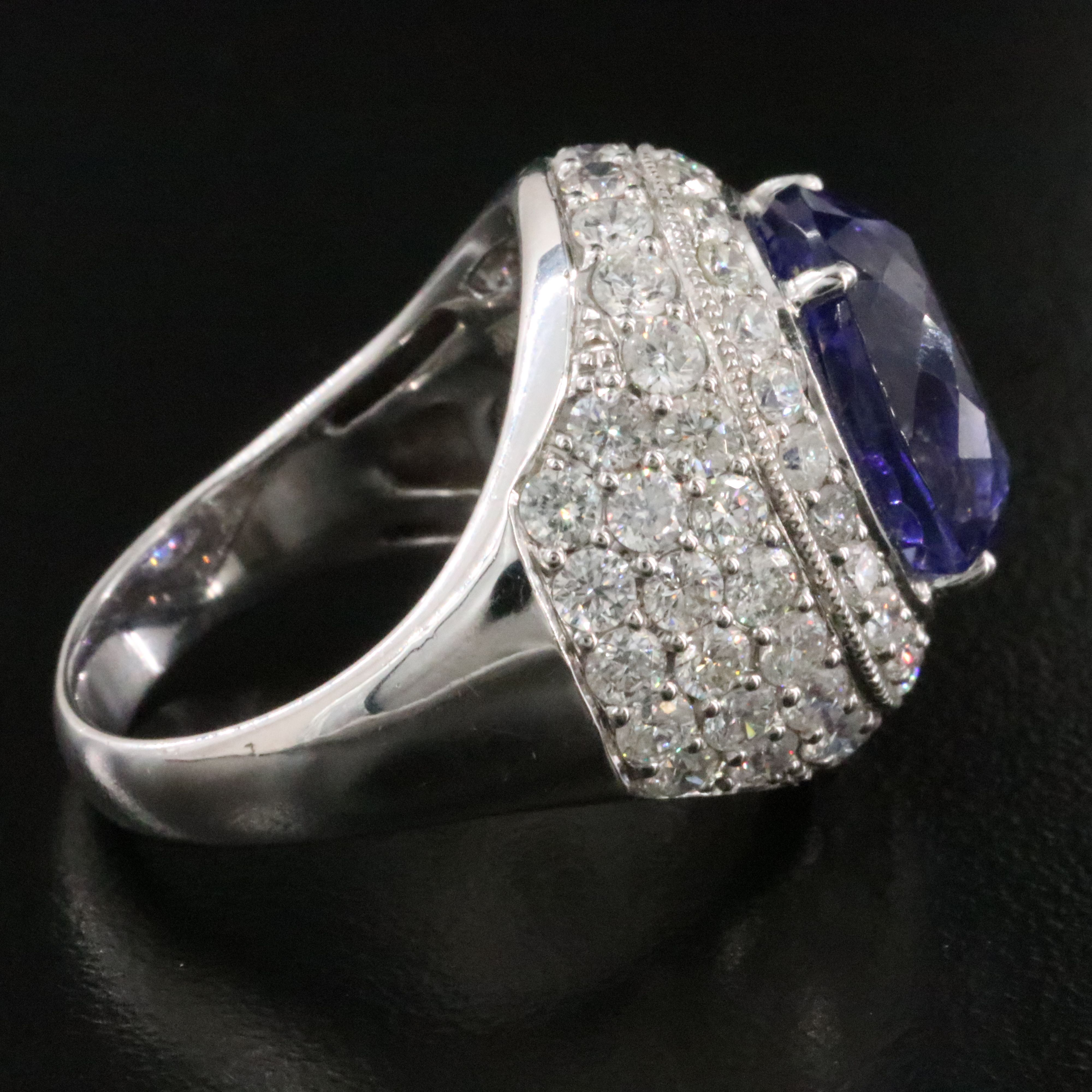 Michael Christoff 18K 9.73 CT Tanzanite and 3.14 CTW Diamond Dome Ring