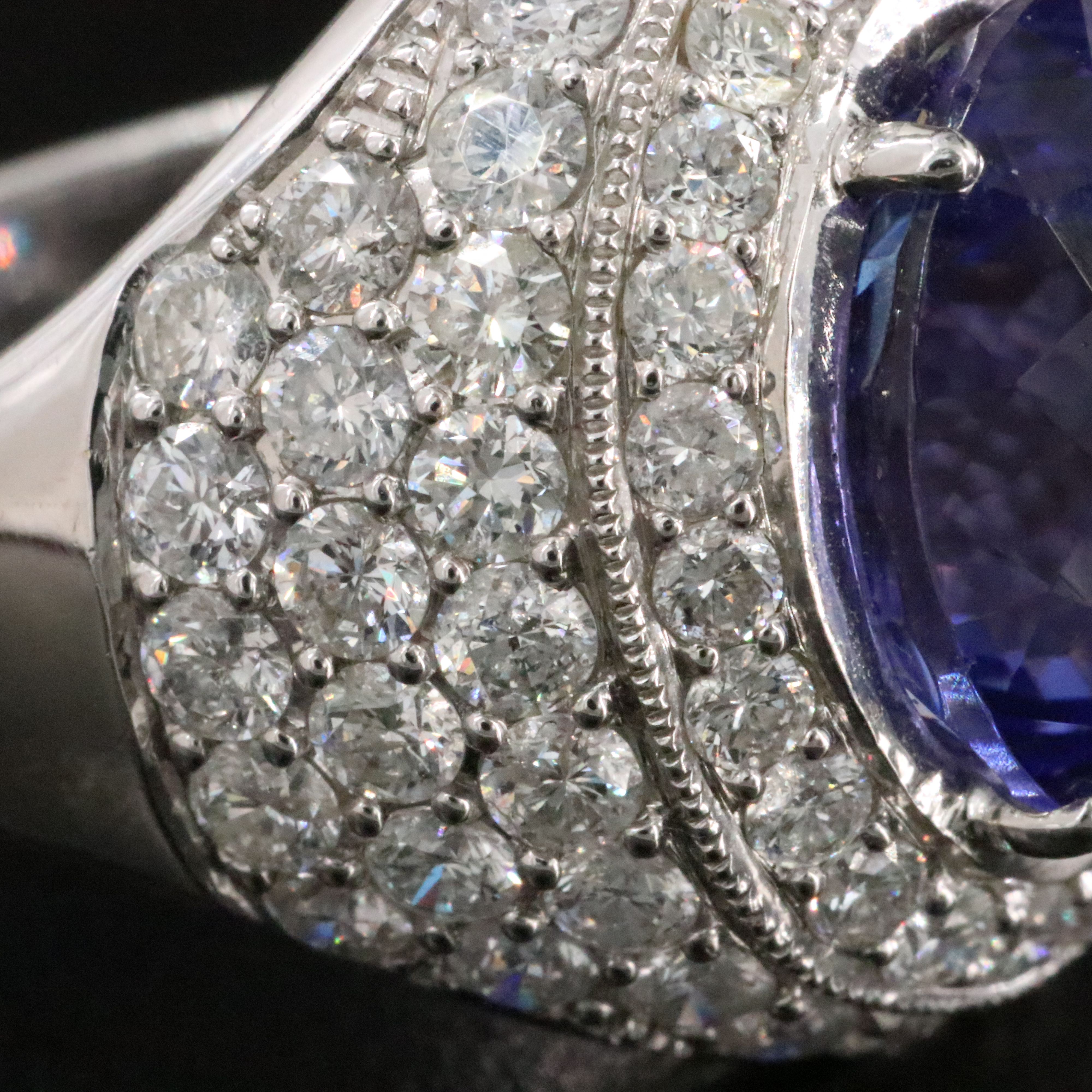 Michael Christoff 18K 9.73 CT Tanzanite and 3.14 CTW Diamond Dome Ring