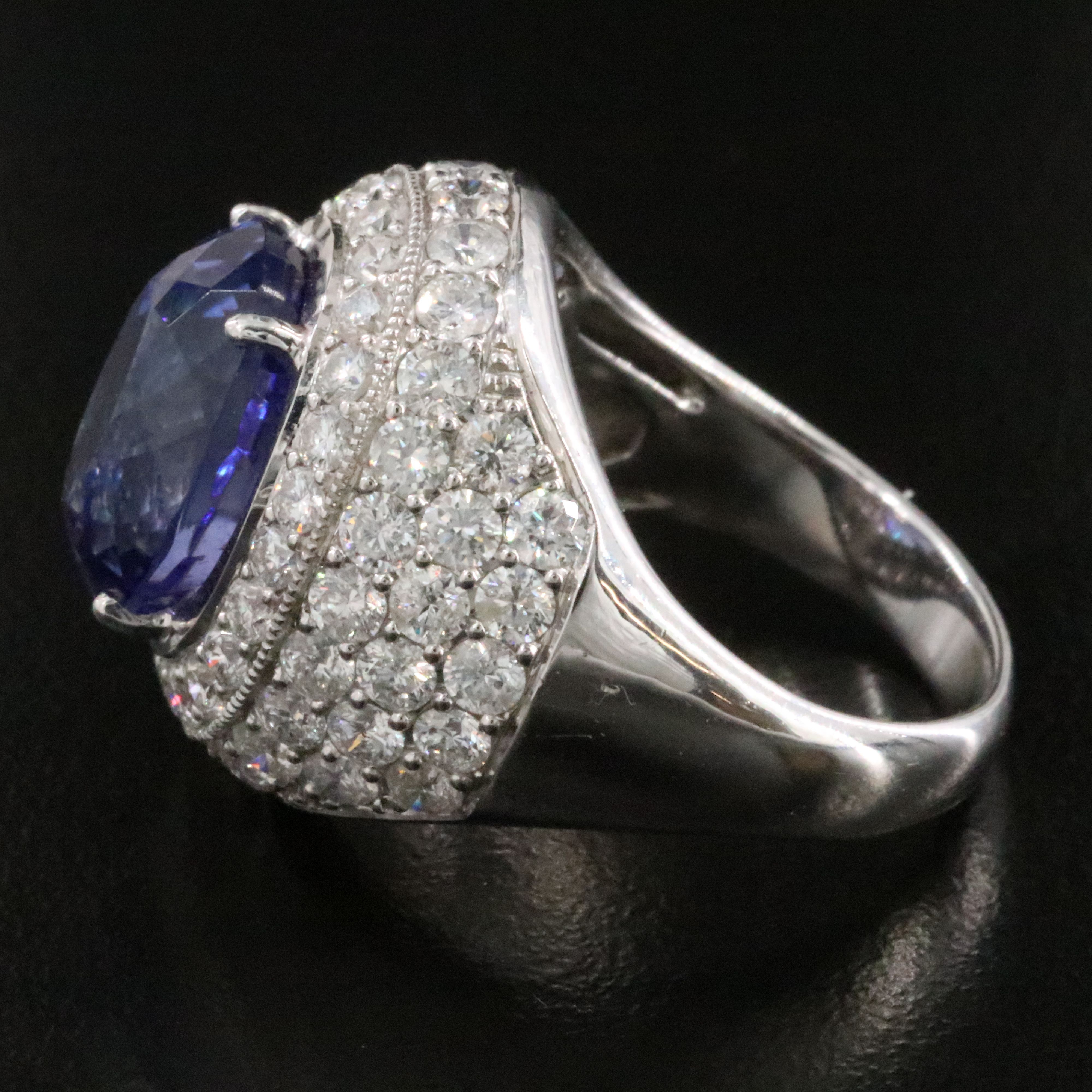 Michael Christoff 18K 9.73 CT Tanzanite and 3.14 CTW Diamond Dome Ring