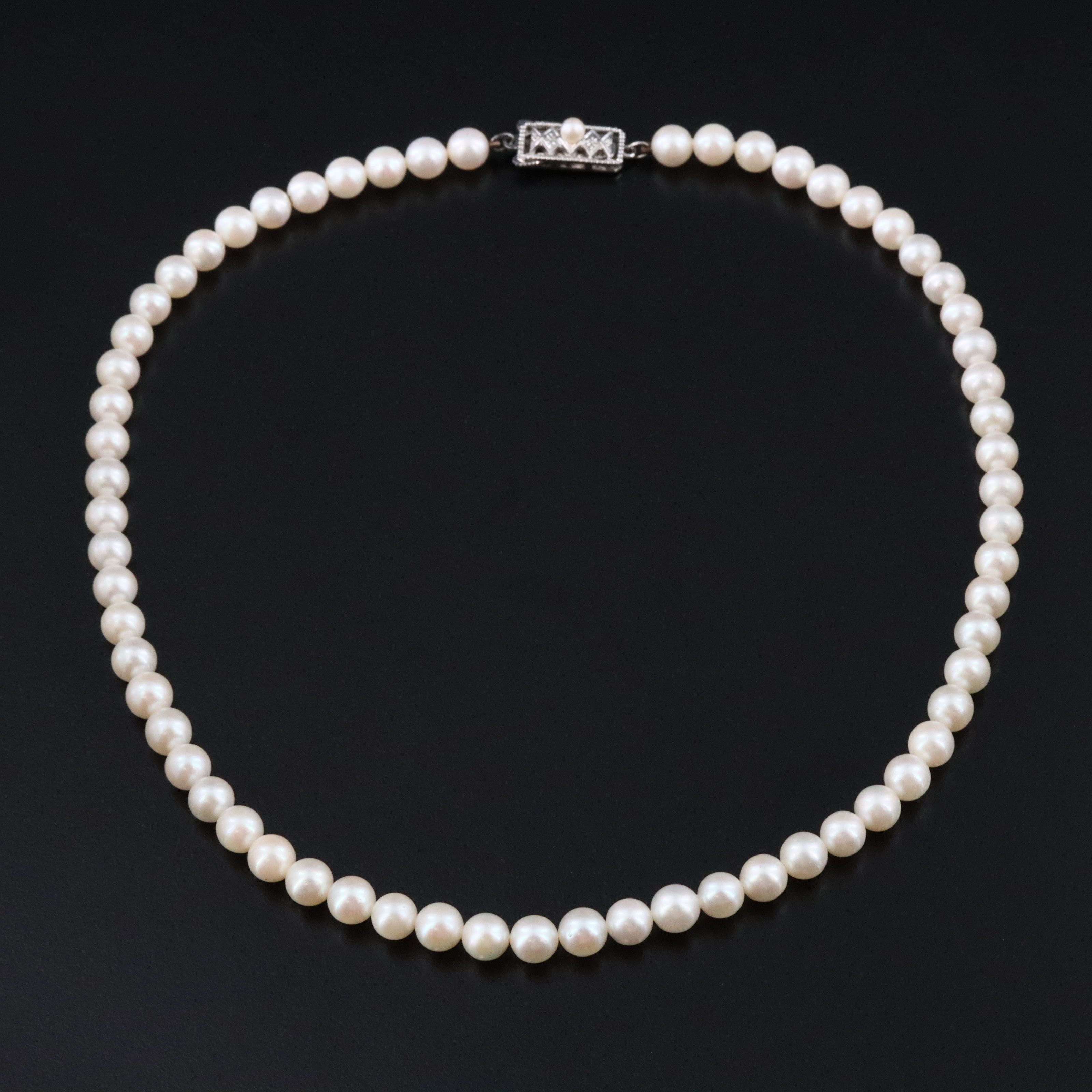 Mikimoto Pearl Choker Necklace with a Sterling Clasp