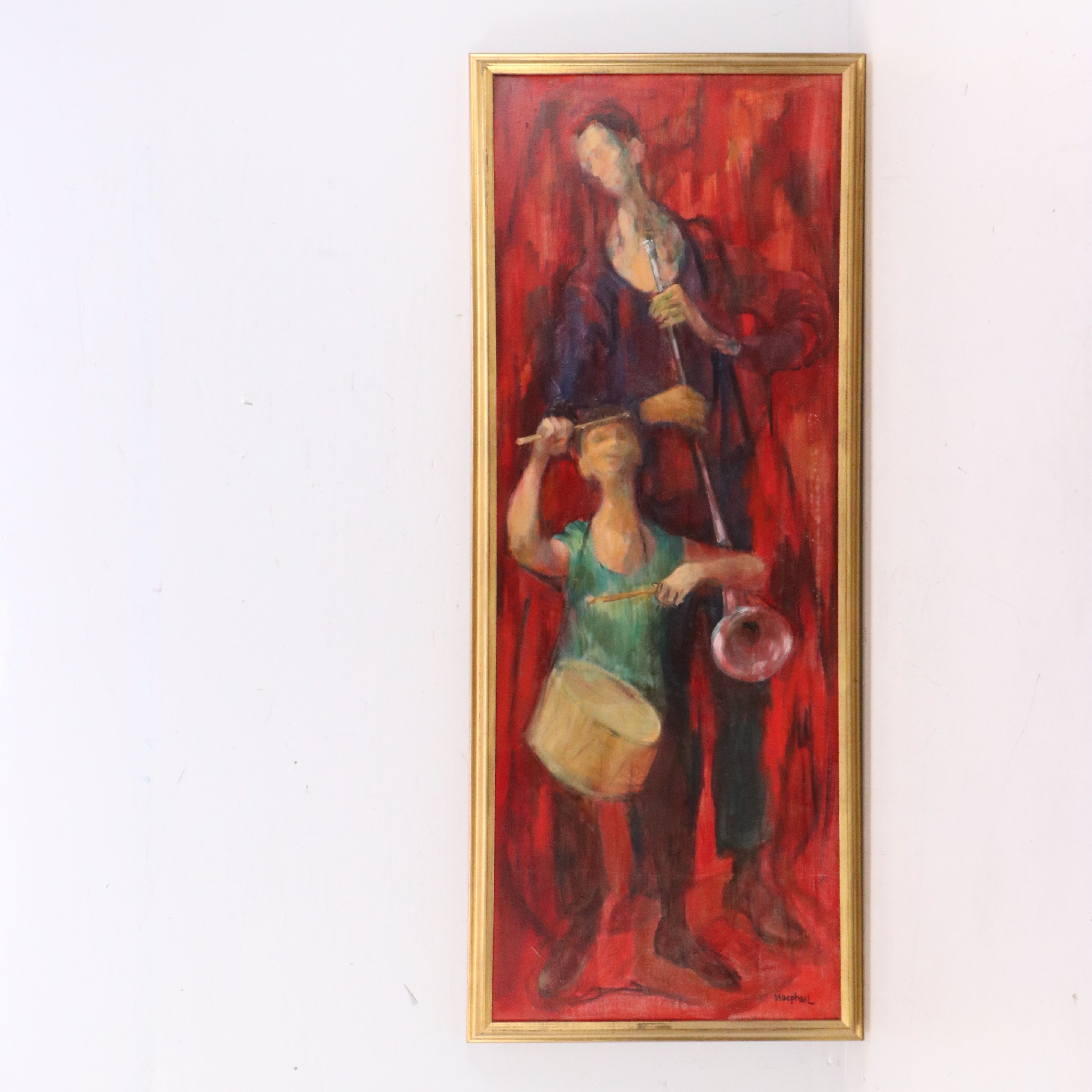 Modernist Figurative Oil Painting of Two Musicians