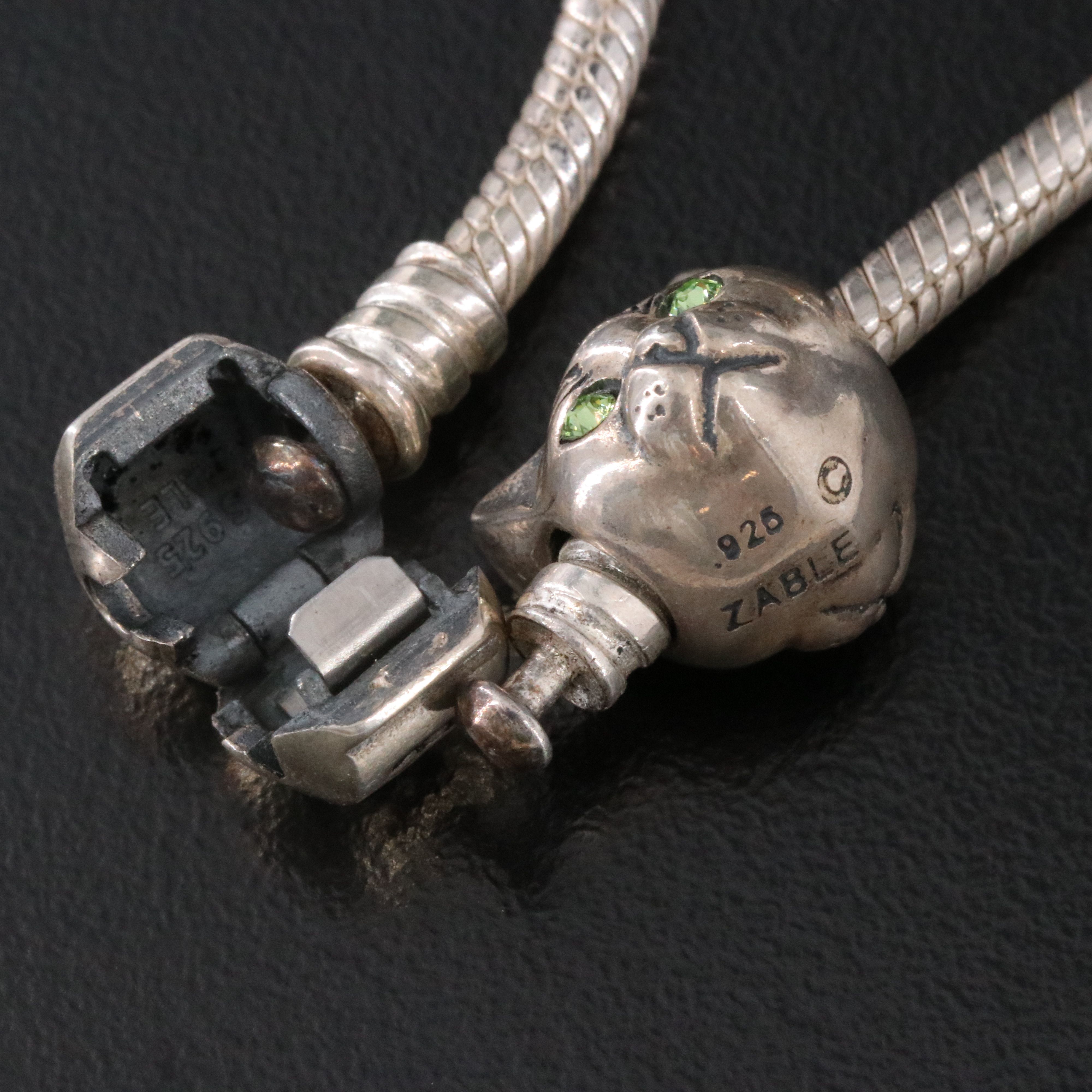 Pandora Sterling Bracelet and Charms with Zable Beads, Rhinestones and CZ