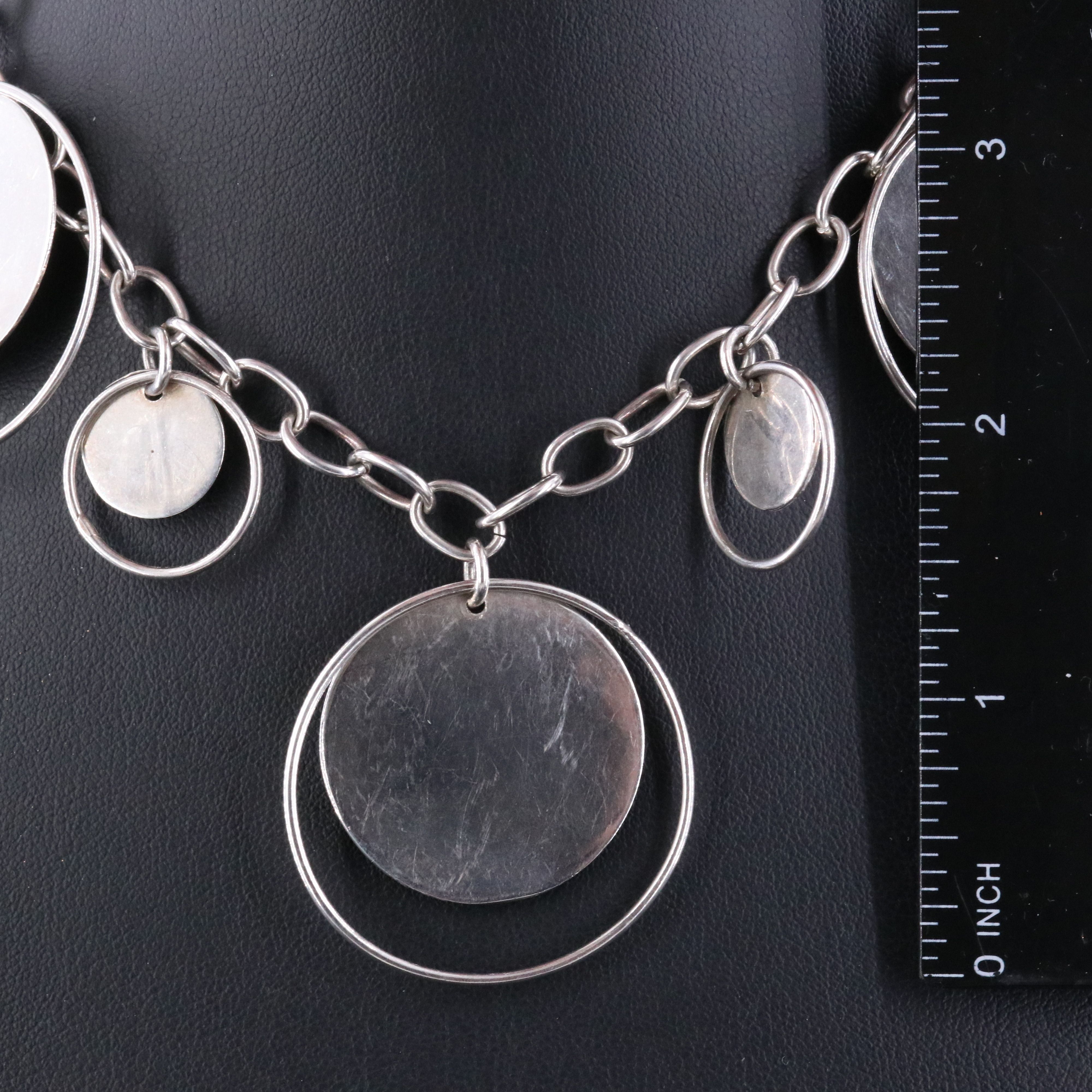 Sterling Concentric Circle Fringe Necklace