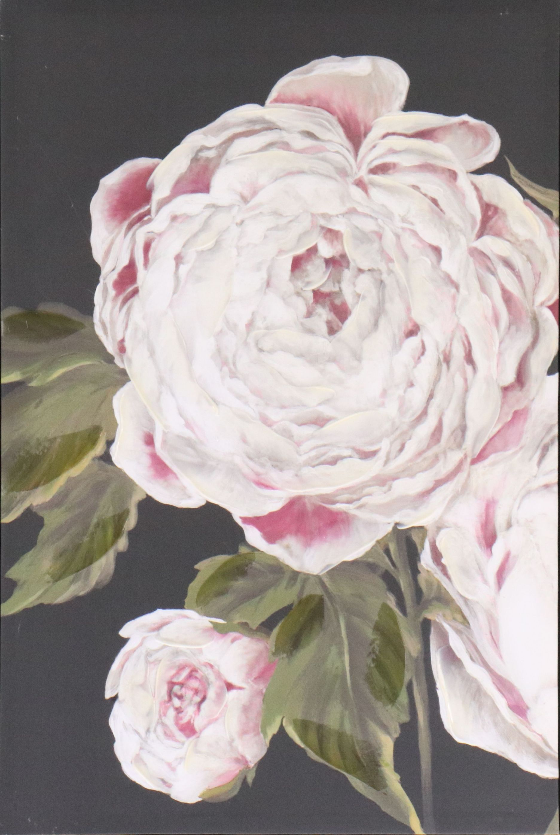 Embellished Digital Prints of Pink Peonies and Red Cottage Door, 21st Century
