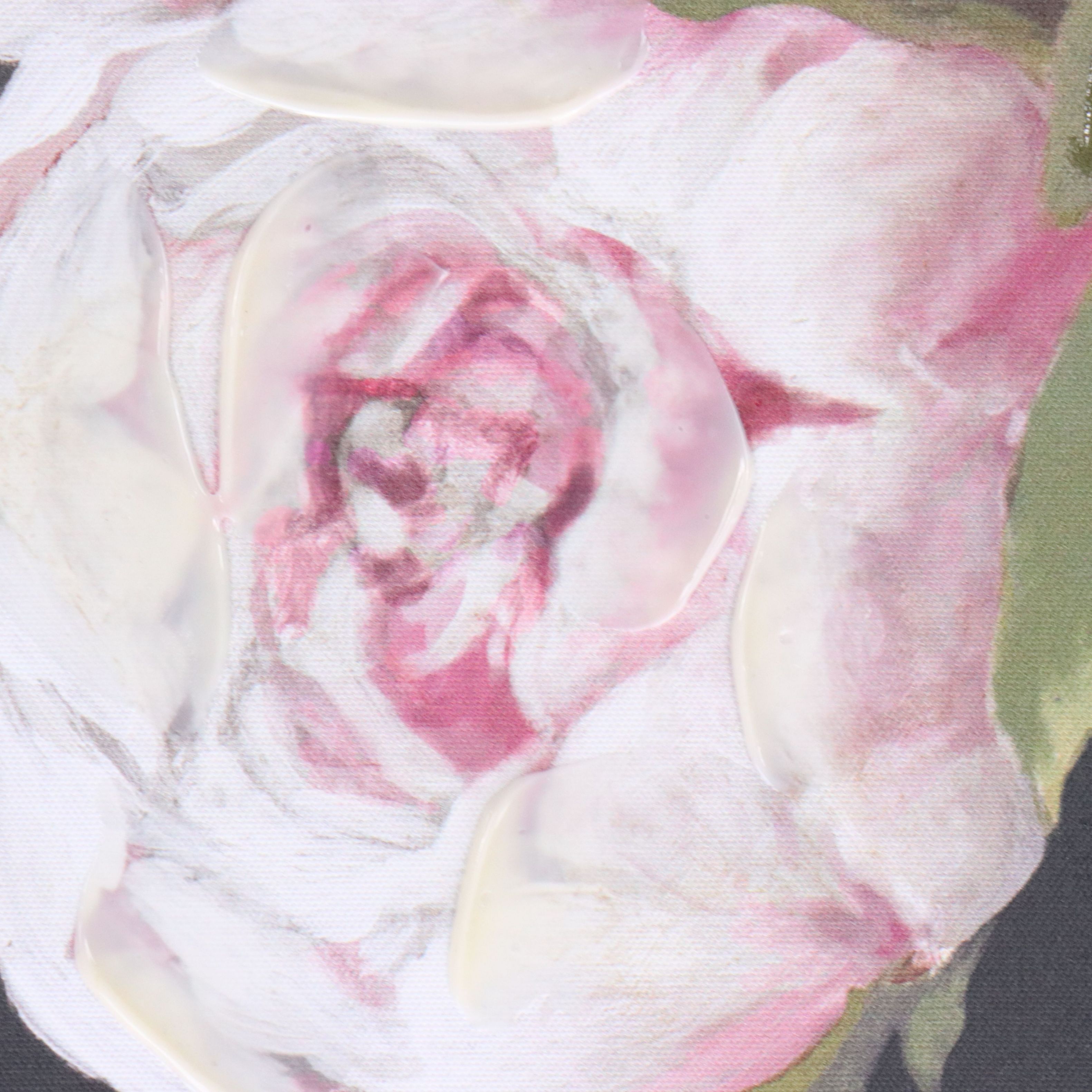 Embellished Digital Prints of Pink Peonies and Red Cottage Door, 21st Century