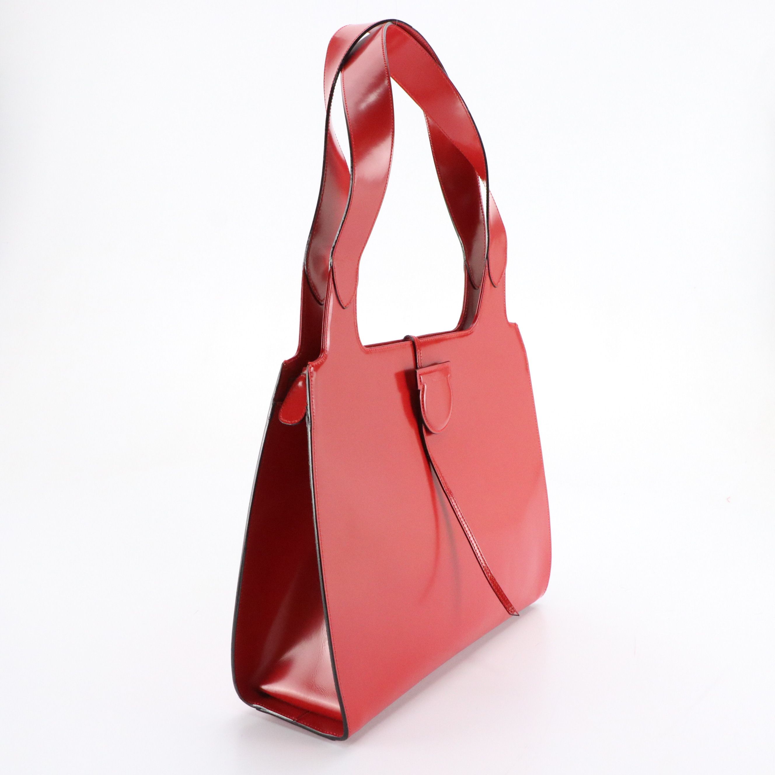 Salvatore Ferragamo String/Ferragamo Button Hobo Shoulder Bag in Red Leather