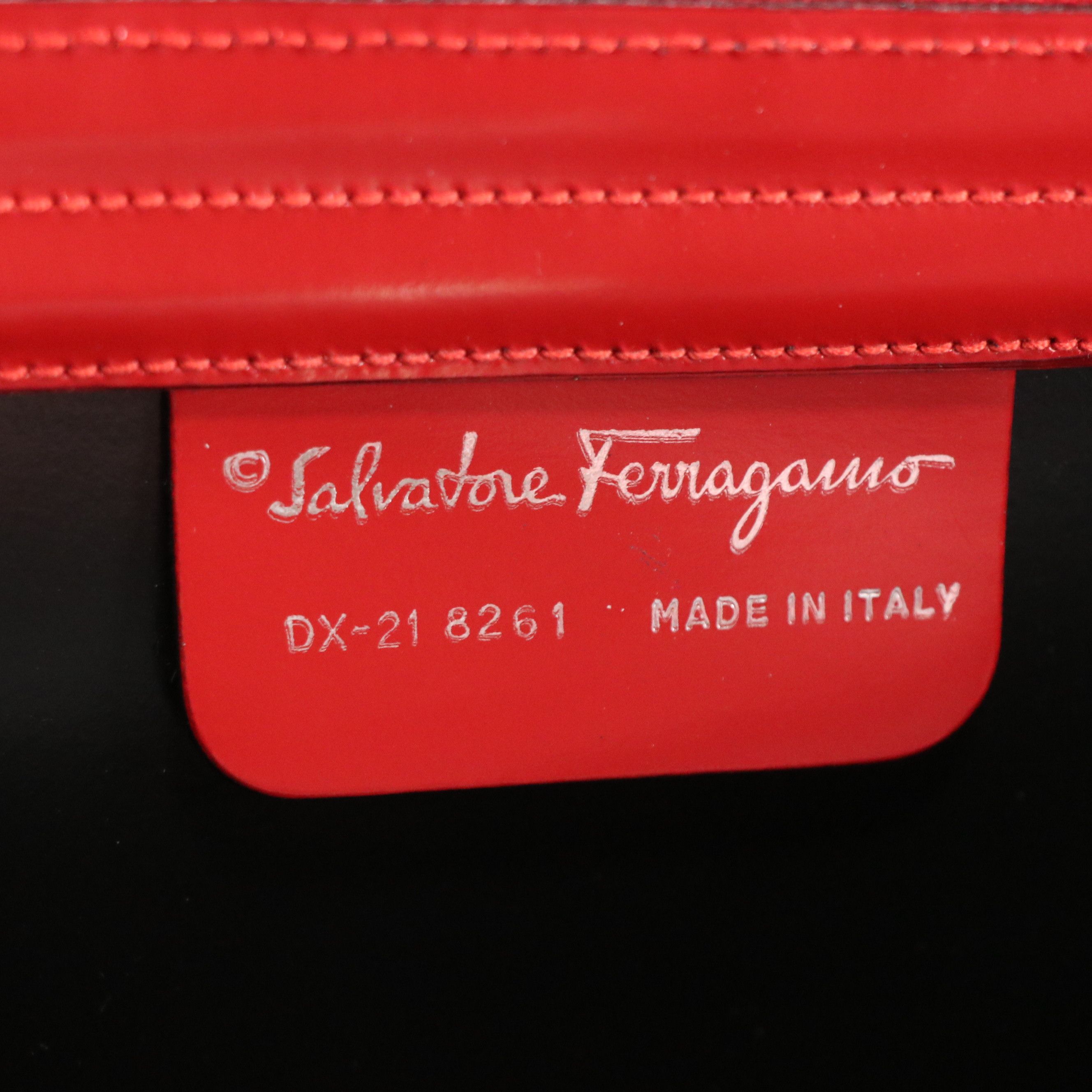 Salvatore Ferragamo String/Ferragamo Button Hobo Shoulder Bag in Red Leather