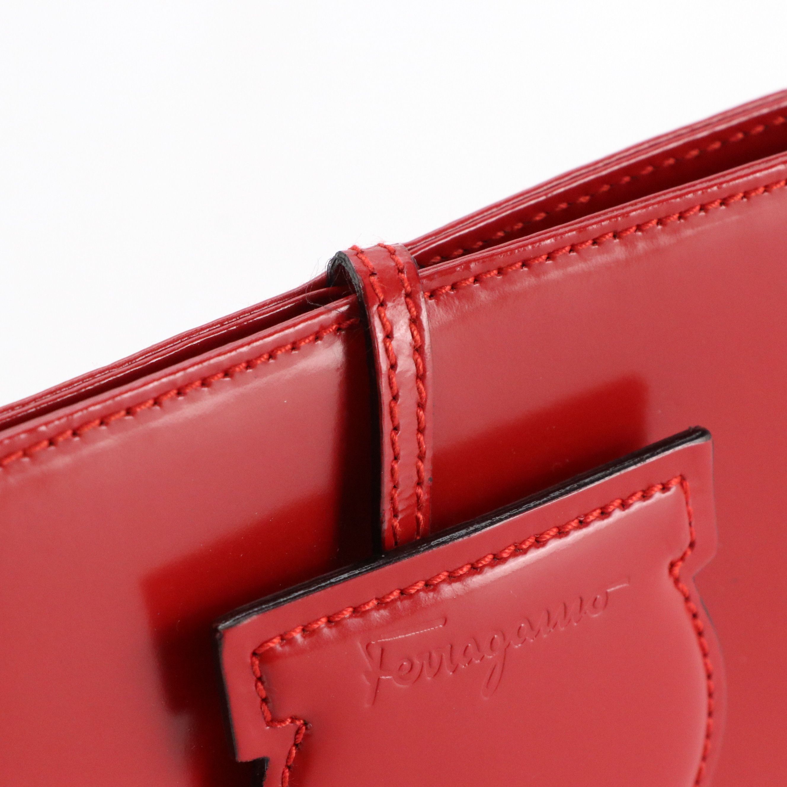 Salvatore Ferragamo String/Ferragamo Button Hobo Shoulder Bag in Red Leather