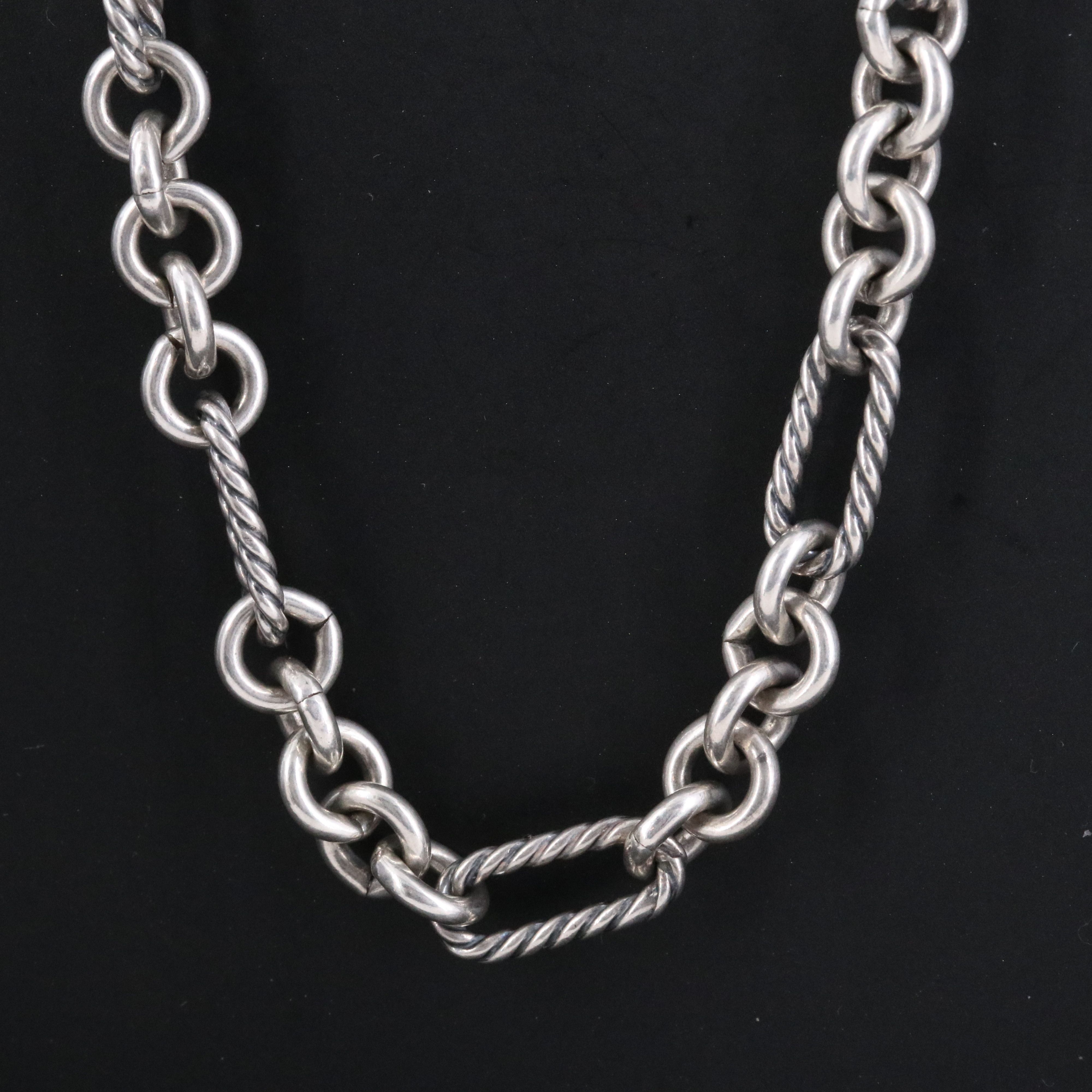 David Yurman Sterling Figaro Toggle Necklace with 18K Accent