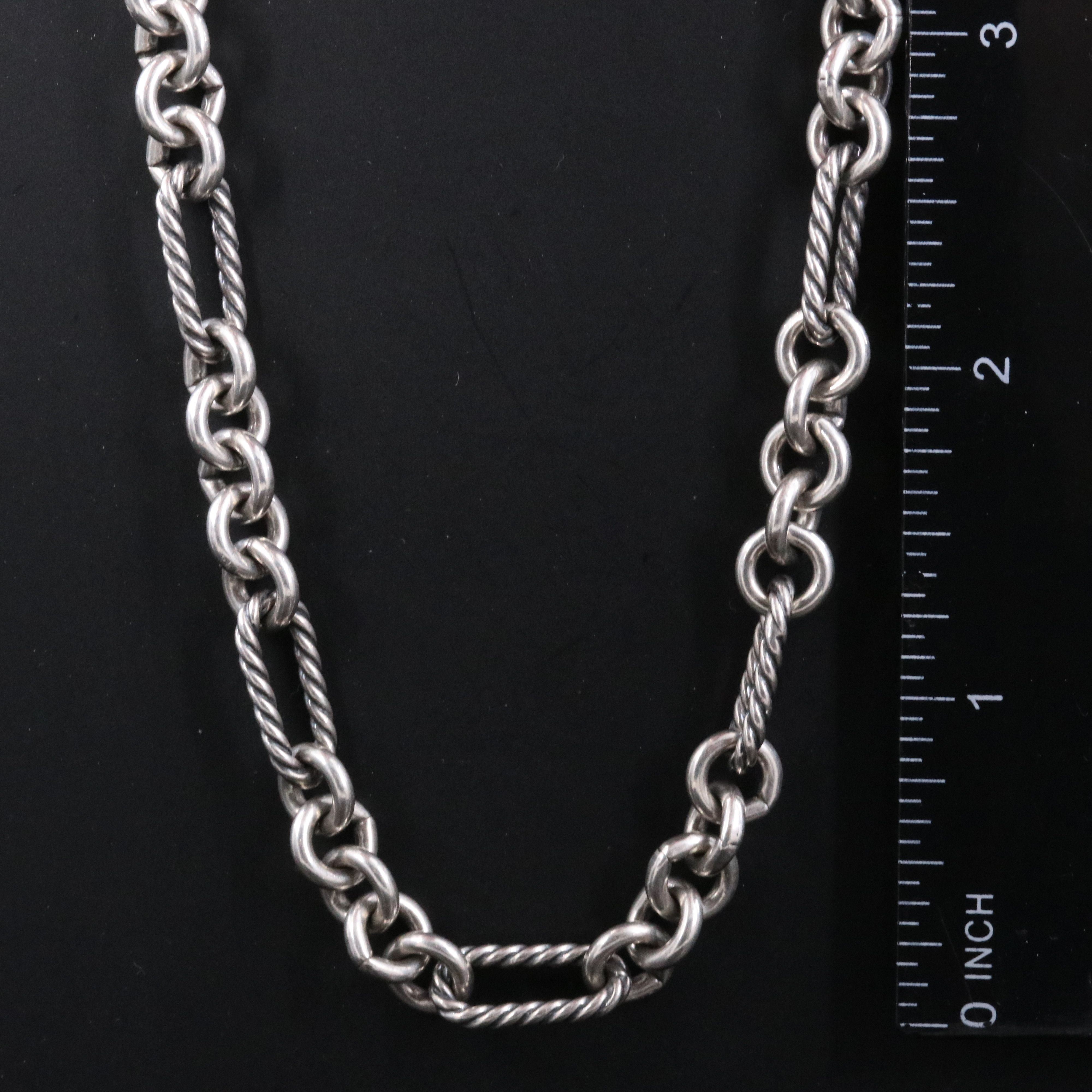 David Yurman Sterling Figaro Toggle Necklace with 18K Accent