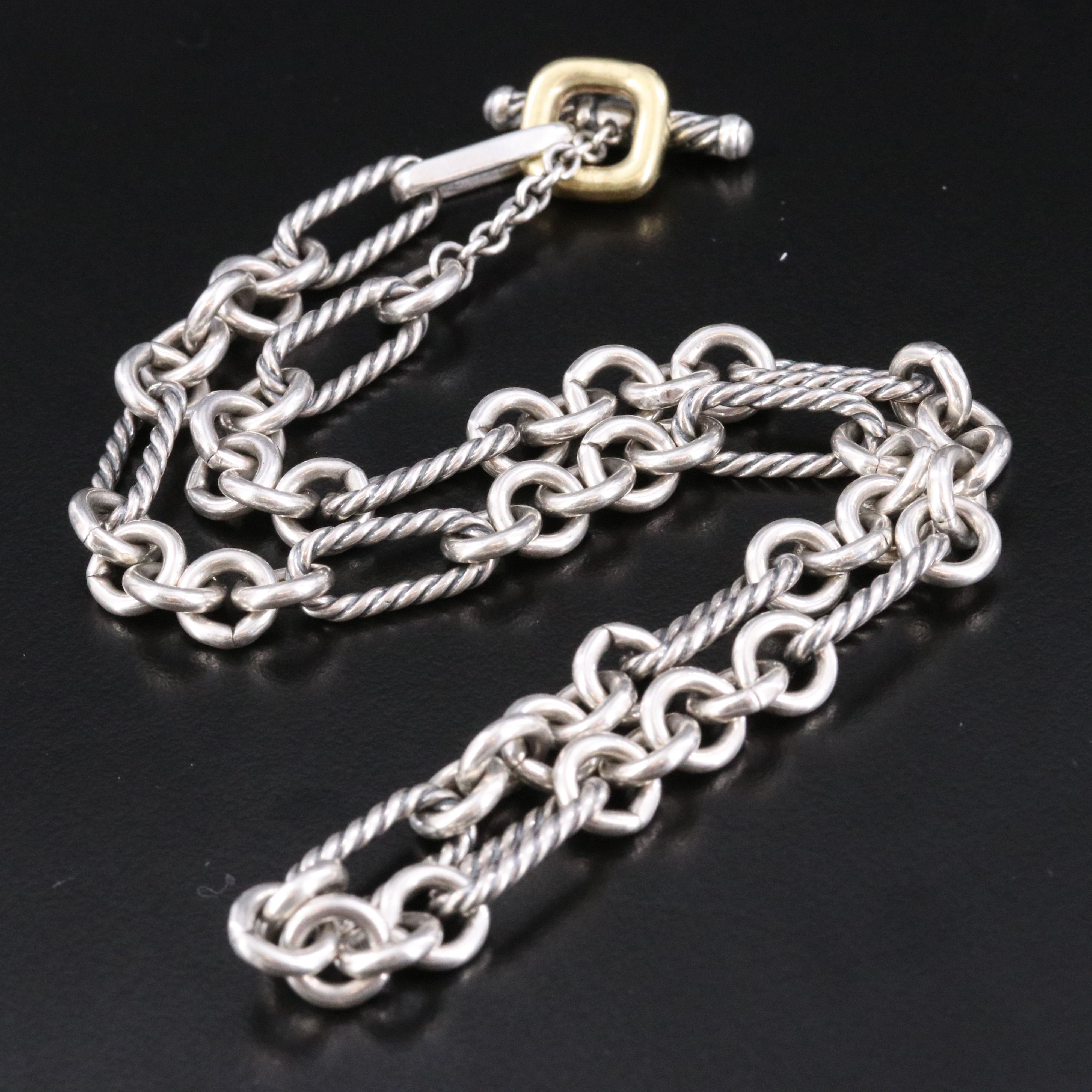 David Yurman Sterling Figaro Toggle Necklace with 18K Accent