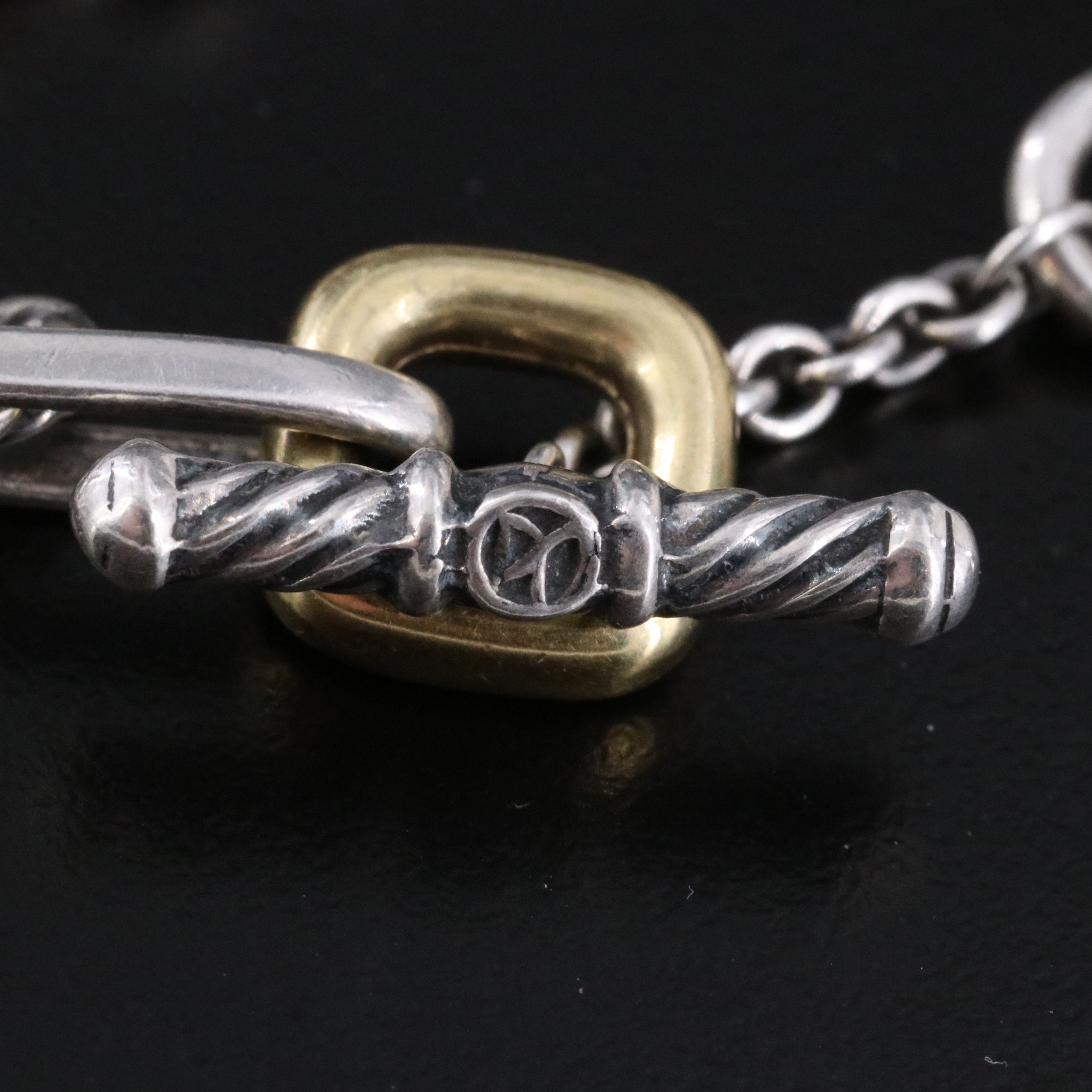 David Yurman Sterling Figaro Toggle Necklace with 18K Accent