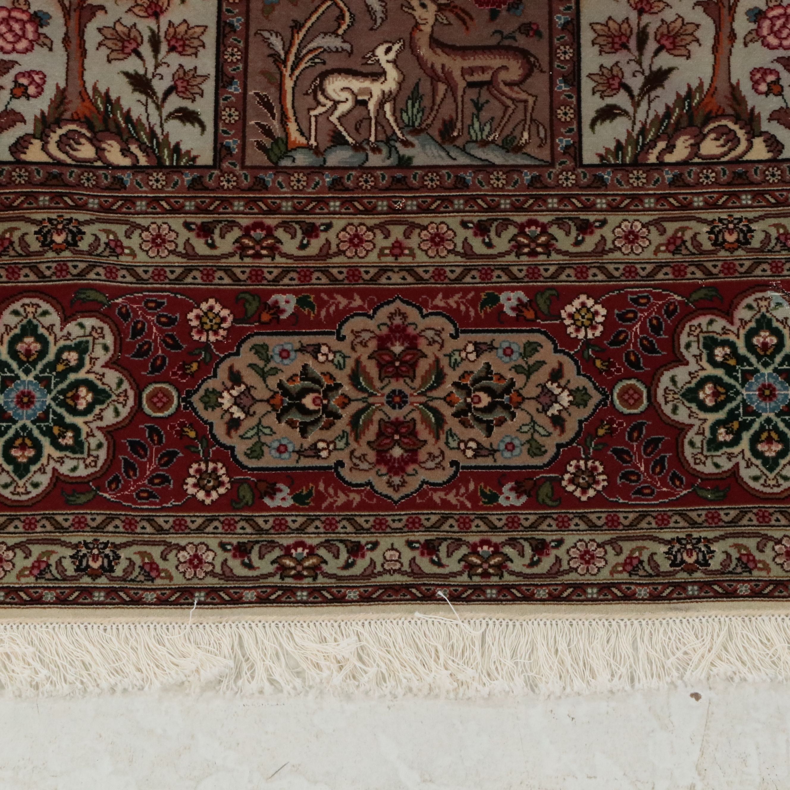 6'8 x 9'8 Hand-Knotted Persian Tabriz Silk Accented Area Rug