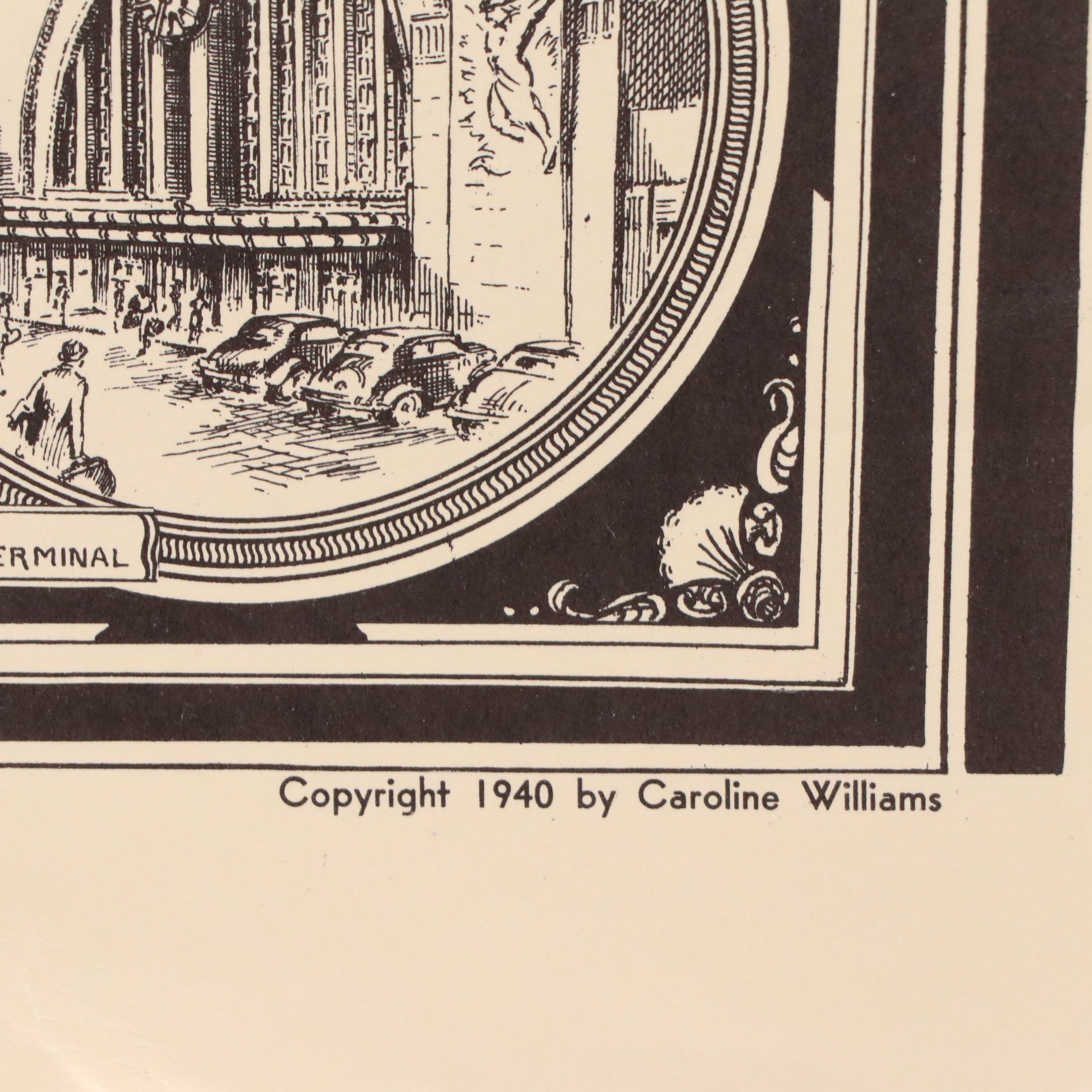Illustrated Map of Cincinnati Lithograph After Caroline Williams, Circa 1940