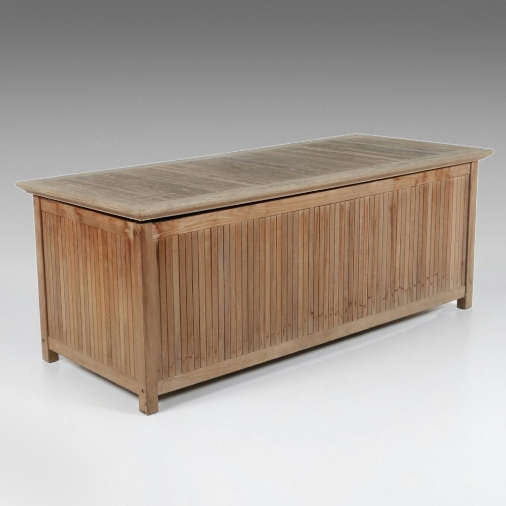 Contemporary Slatted Teak Storage Chest