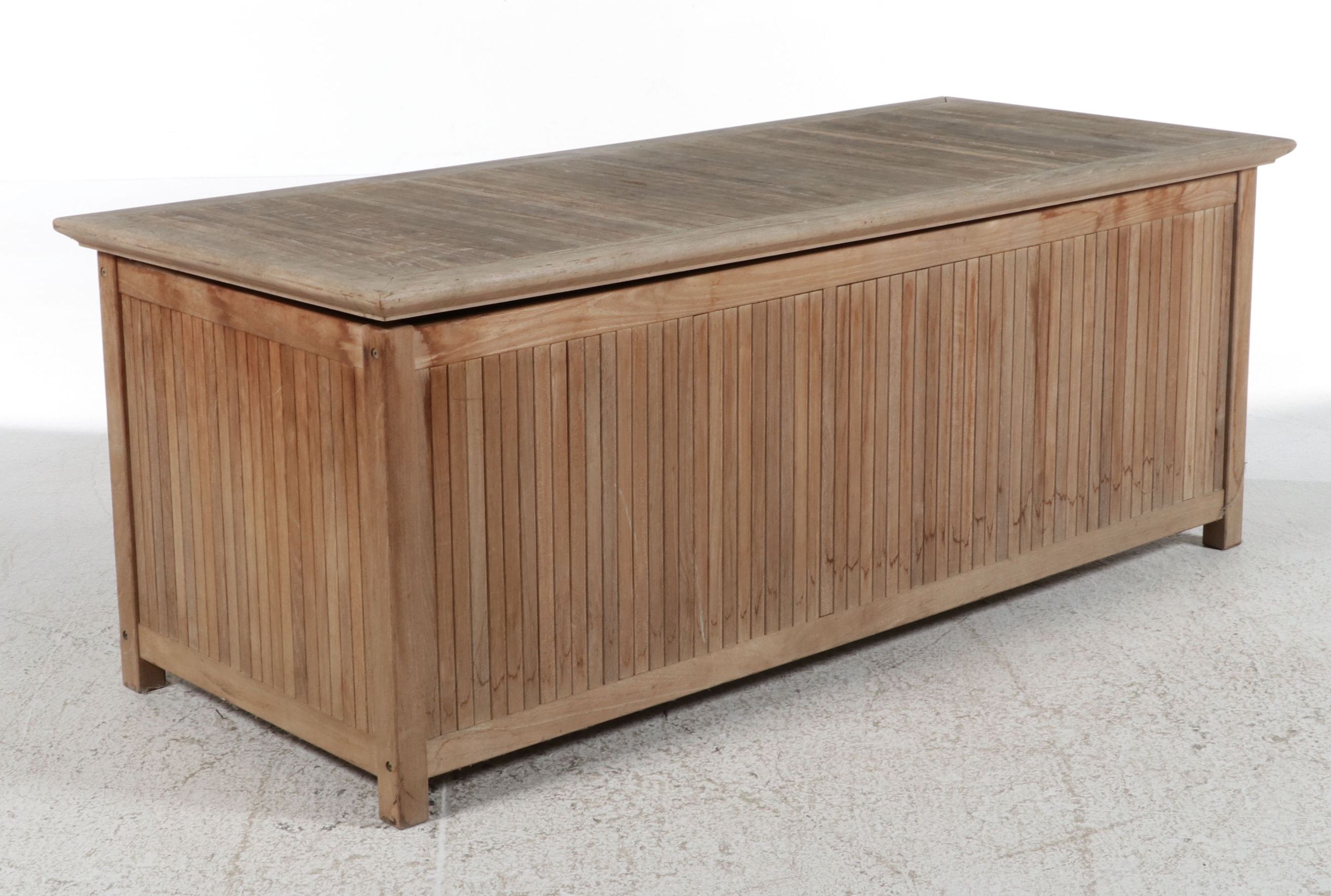 Contemporary Slatted Teak Storage Chest