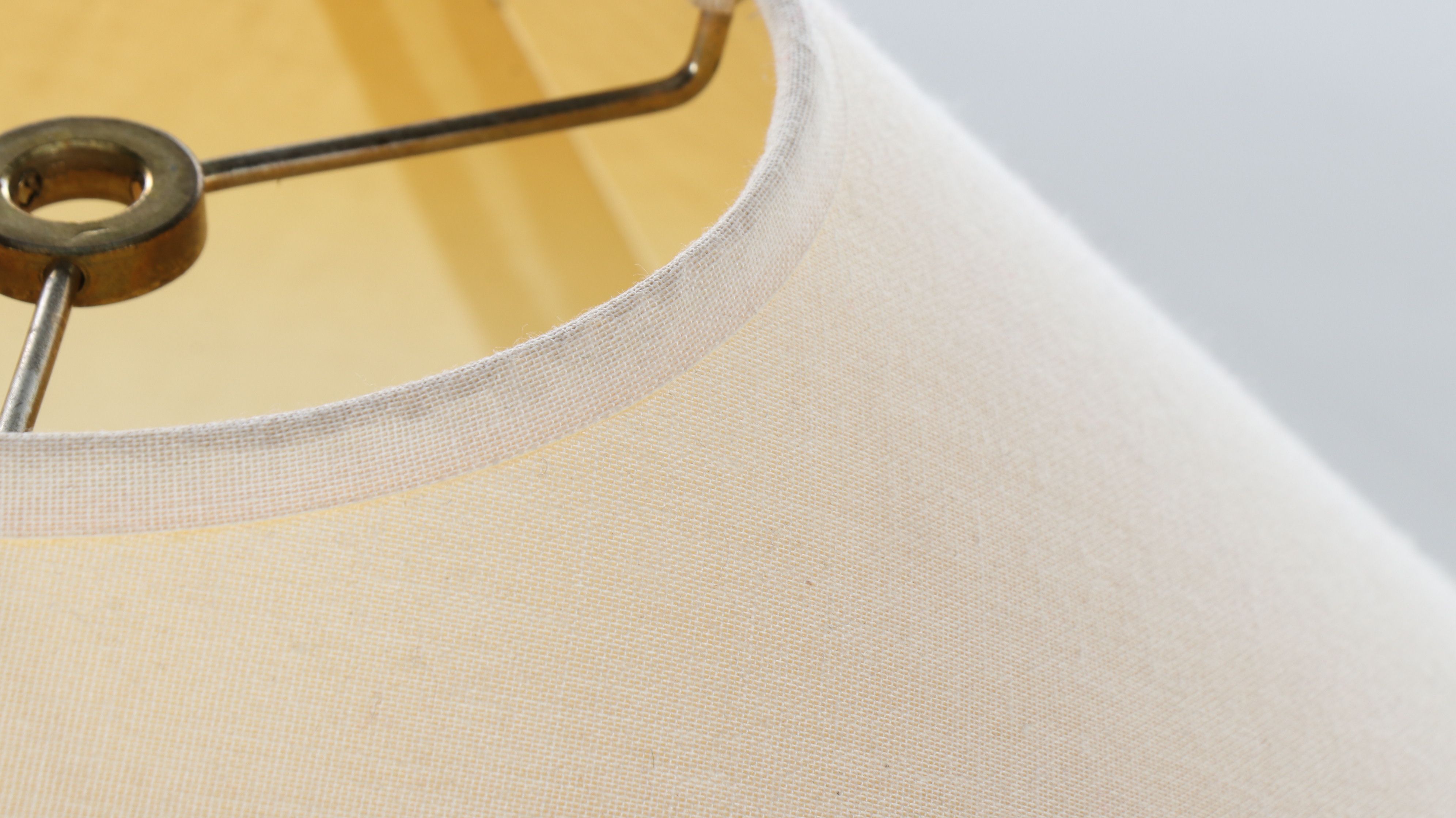 Pair of White Banded Beehive Ceramic Table Lamps with Conical Shades