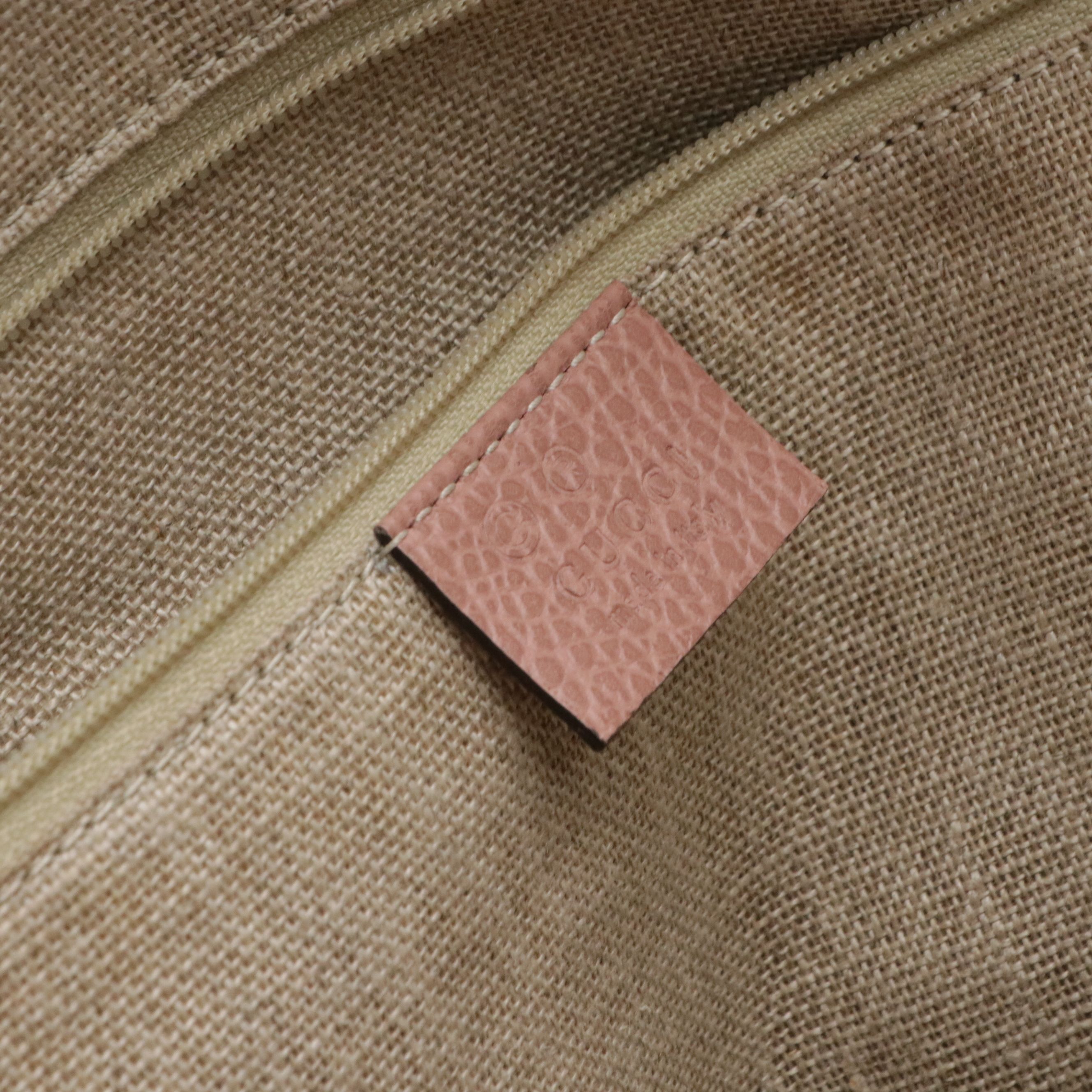 Gucci Bamboo Tassel Zip Tote Bag in Blush Pink Grained Calfskin Leather