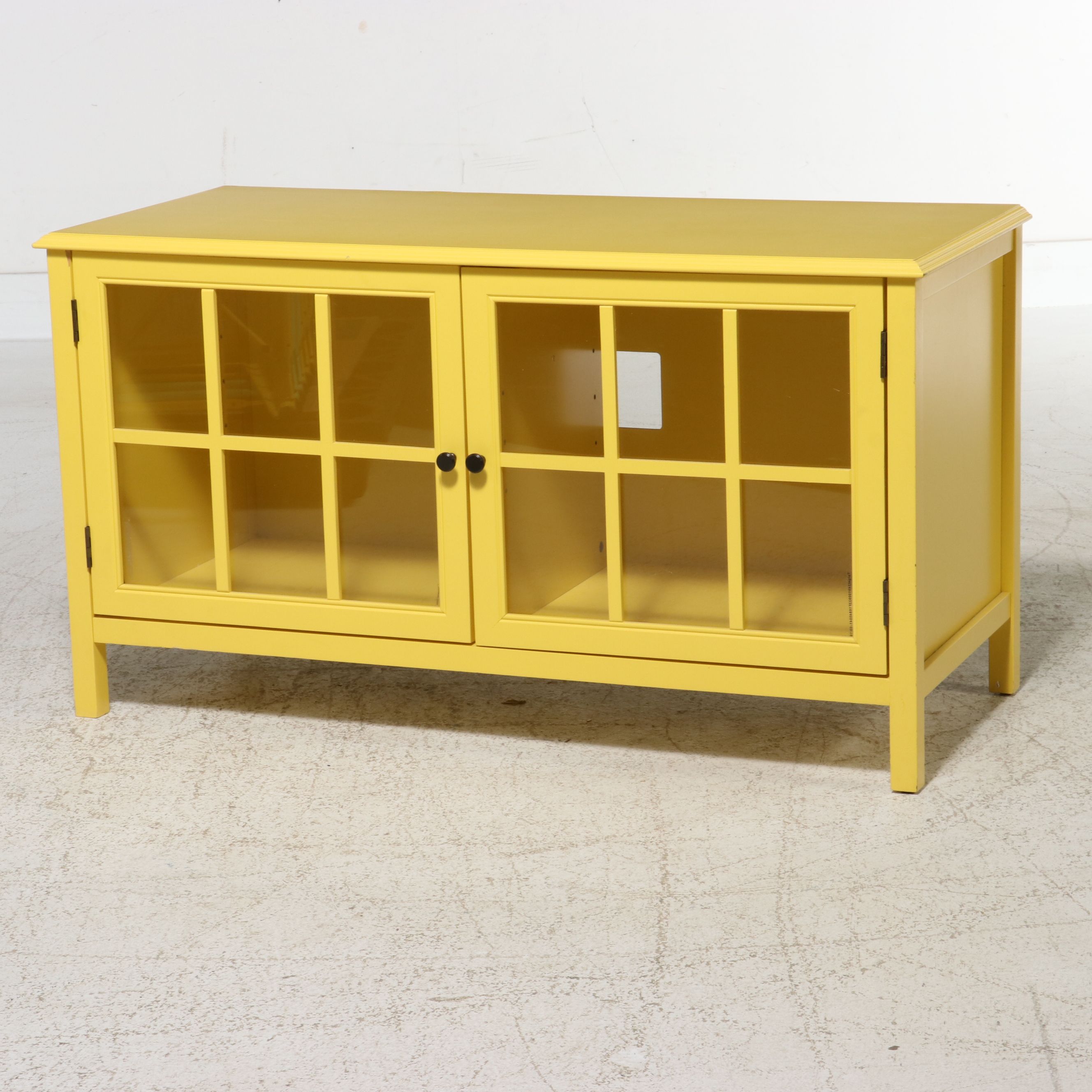 Contemporary Yellow Media Console Cabinet