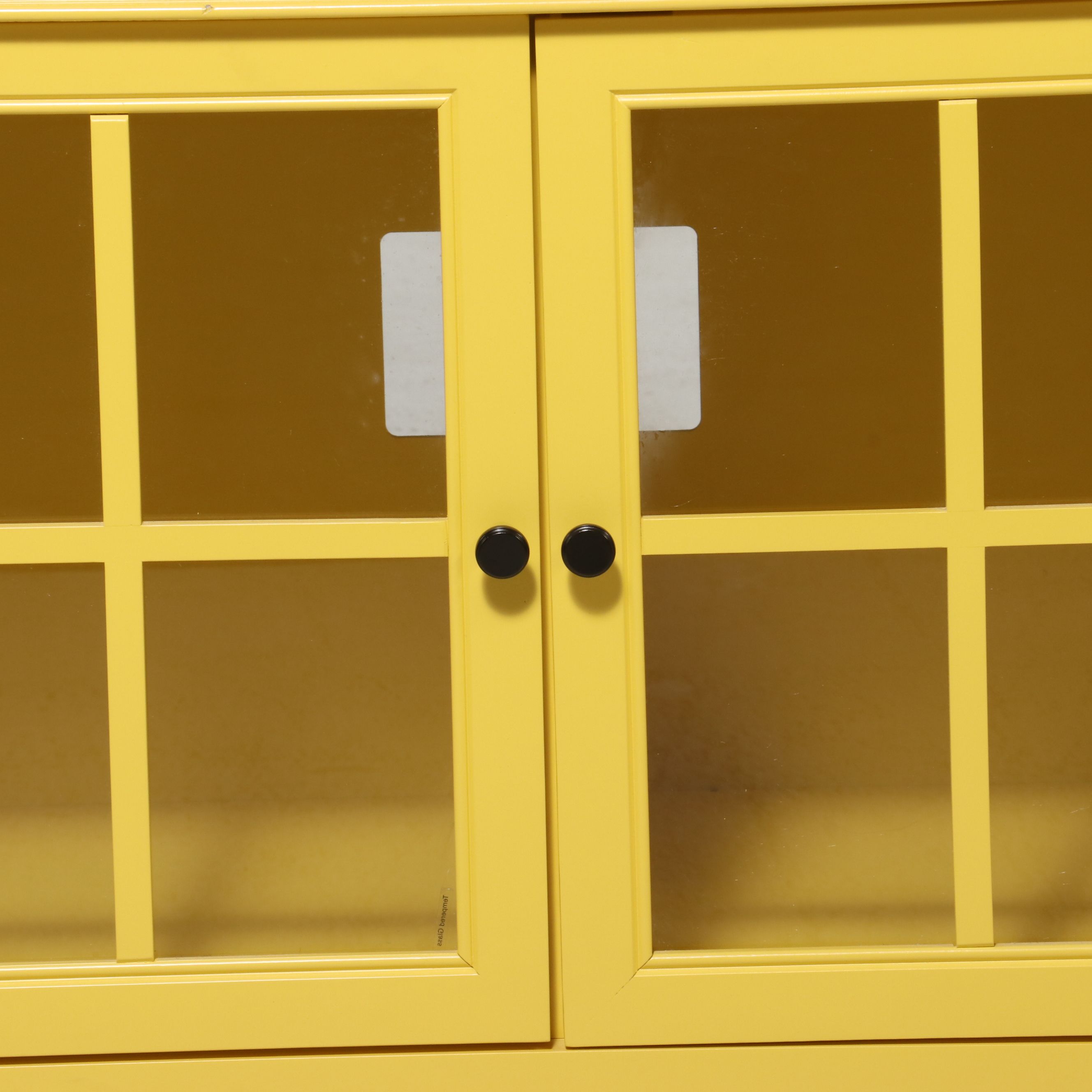 Contemporary Yellow Media Console Cabinet