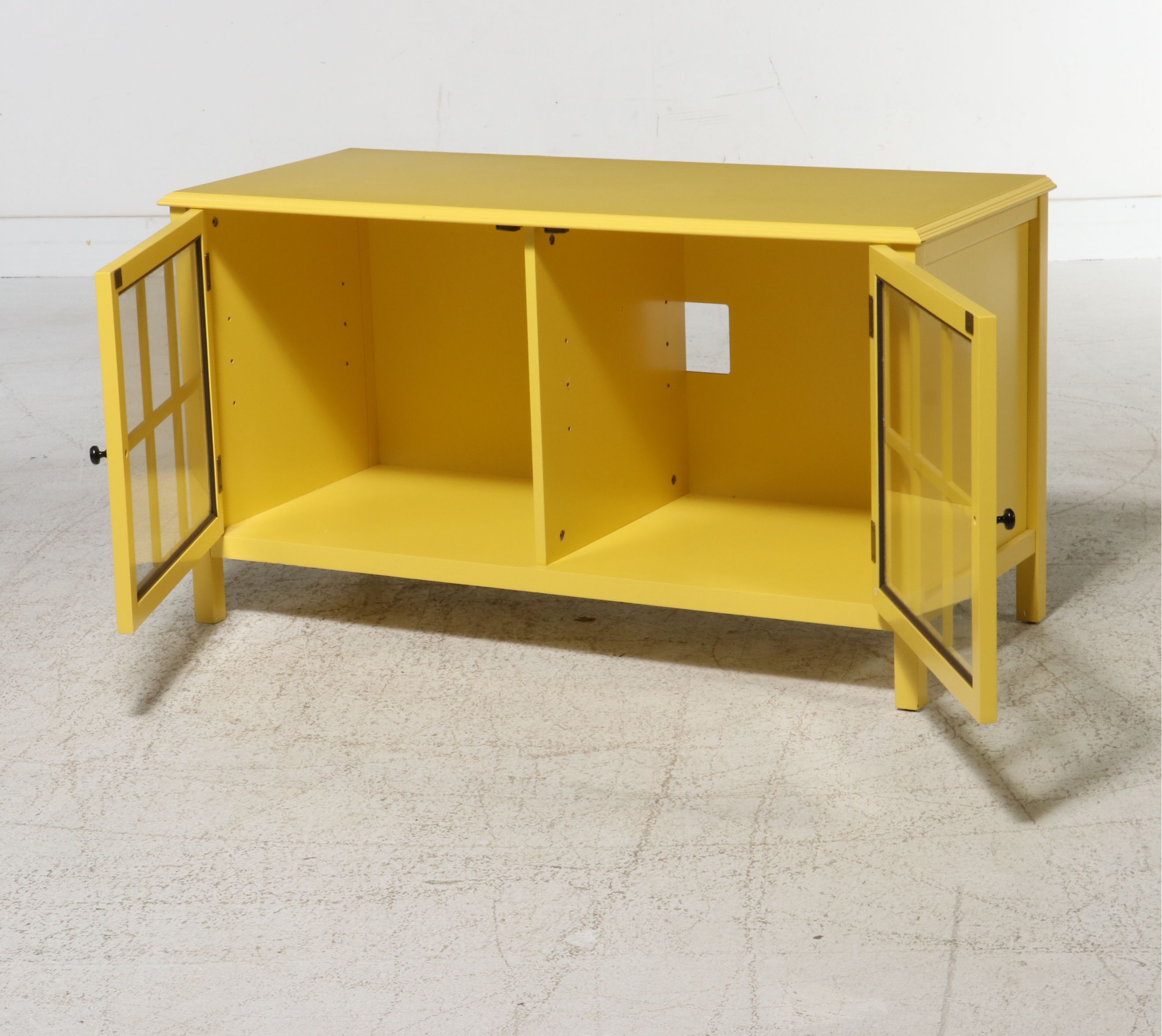 Contemporary Yellow Media Console Cabinet
