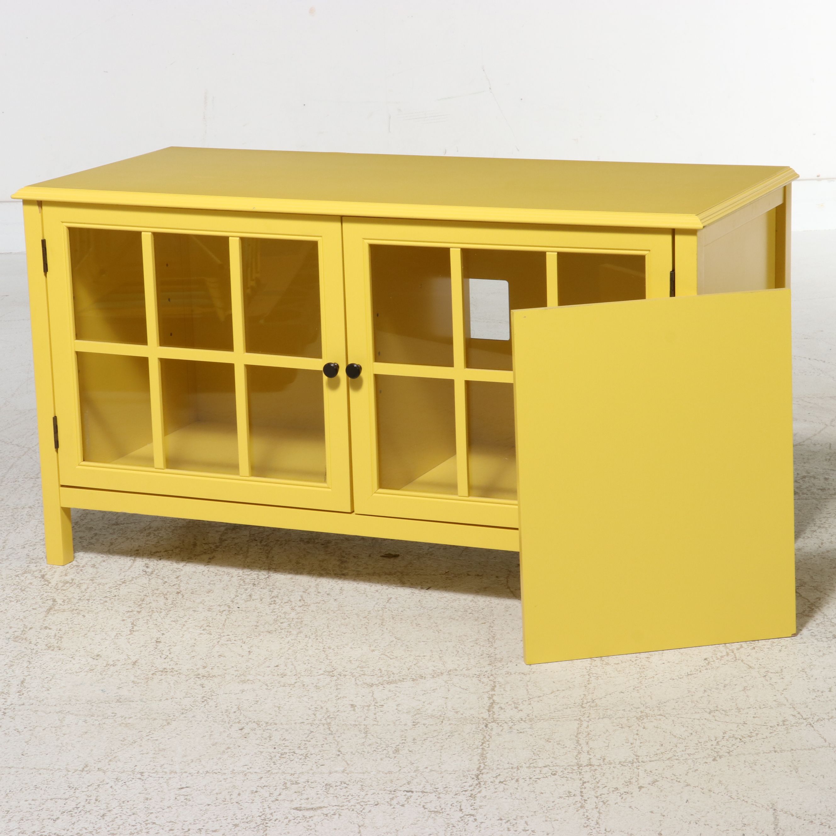 Contemporary Yellow Media Console Cabinet