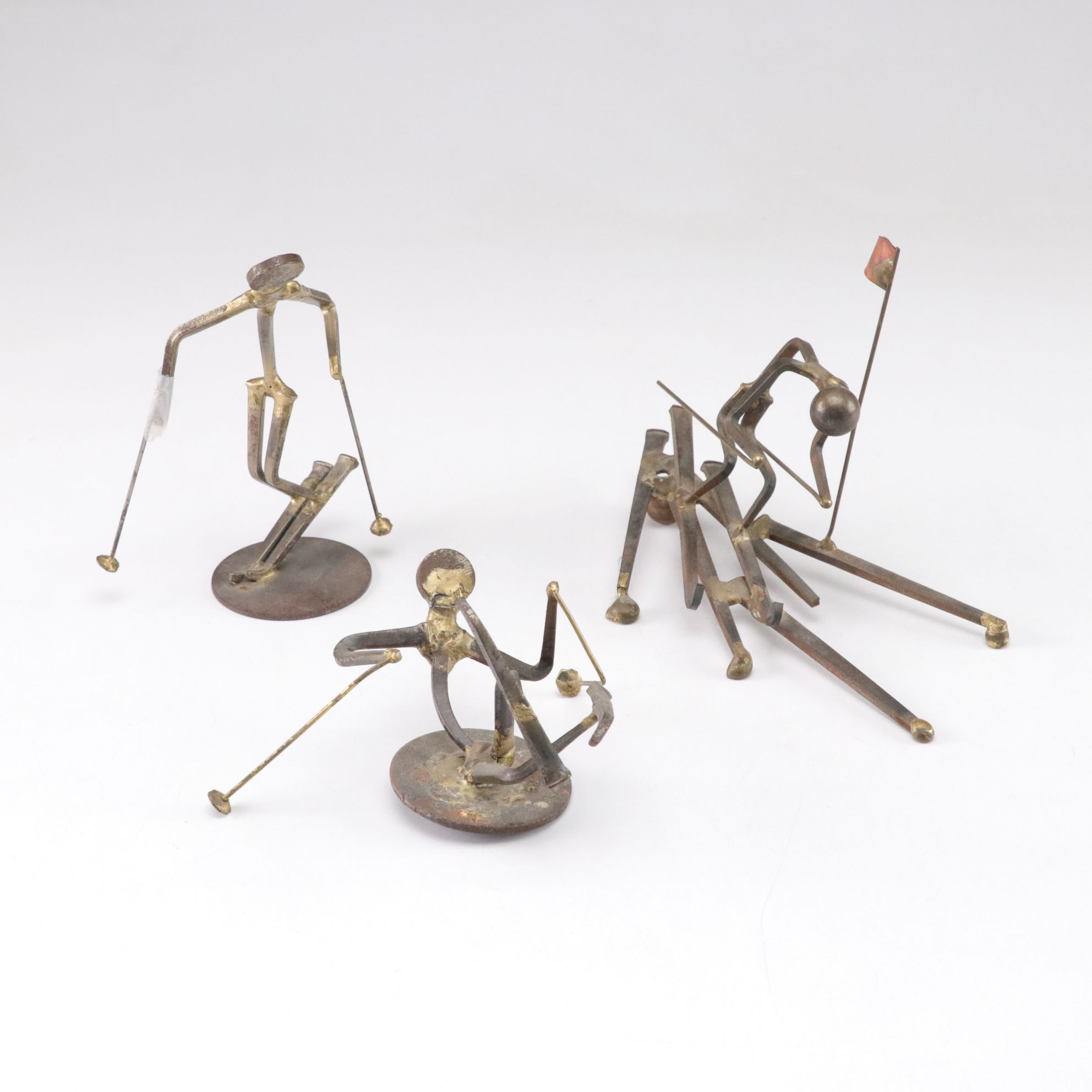 Anton Brutalist-Style Metal Sculptures of Skiing Figures, 1973