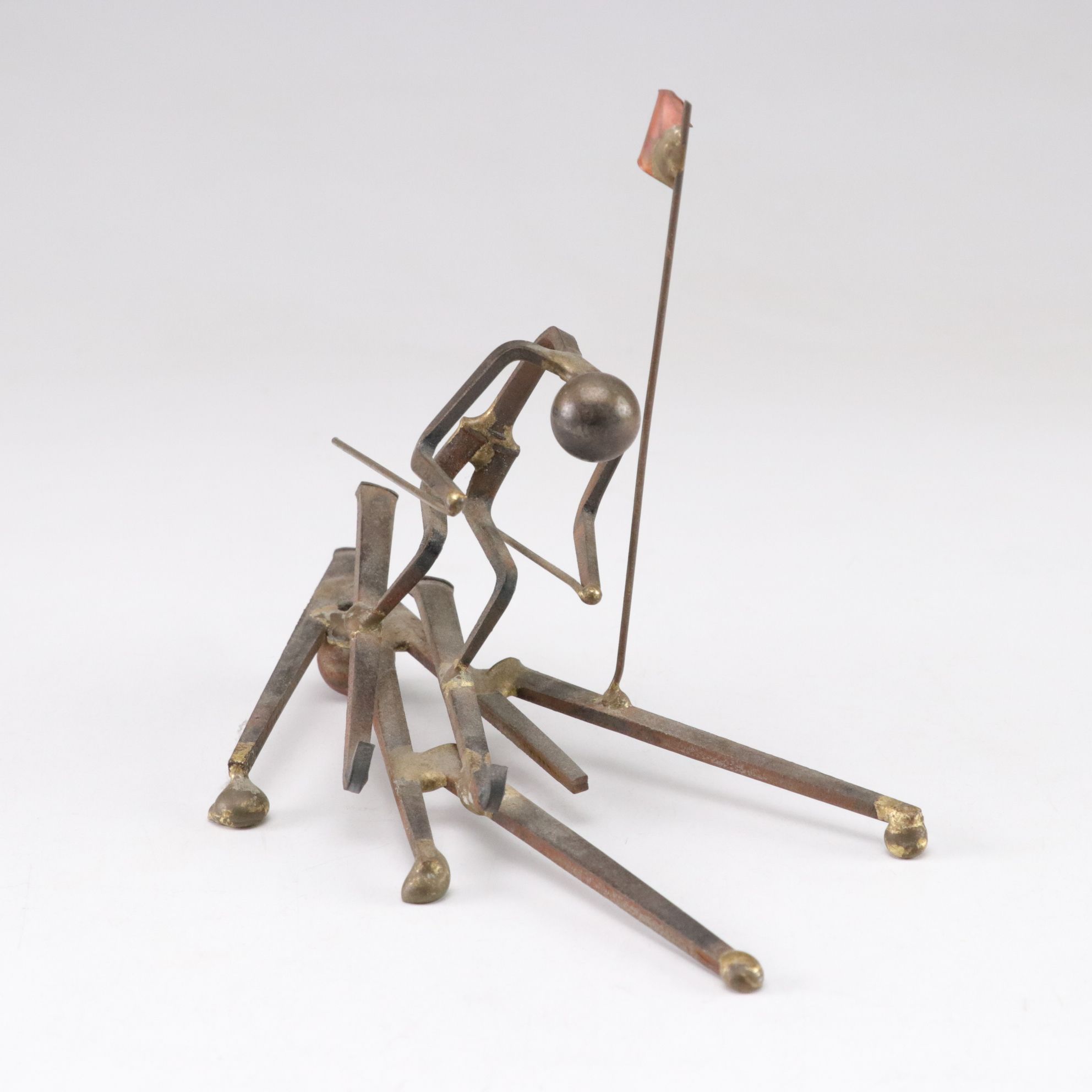 Anton Brutalist-Style Metal Sculptures of Skiing Figures, 1973