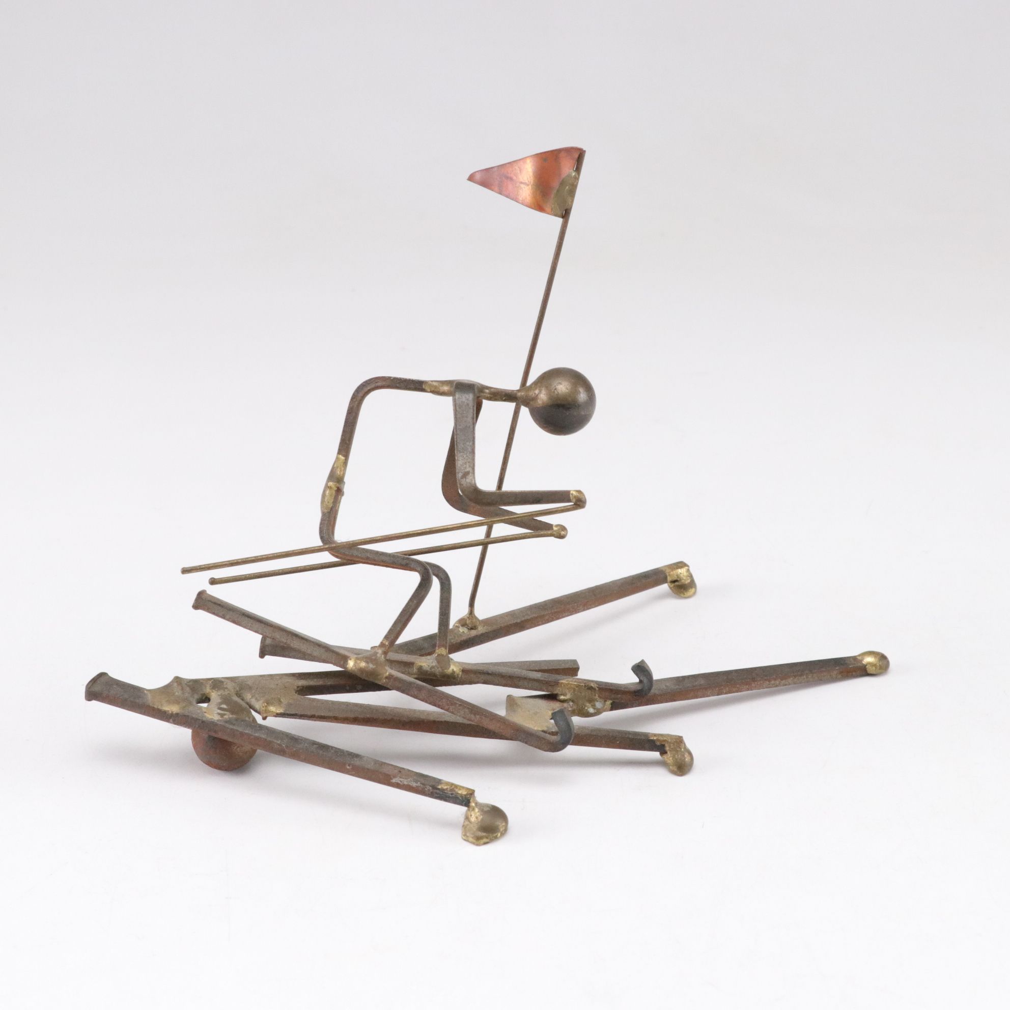 Anton Brutalist-Style Metal Sculptures of Skiing Figures, 1973