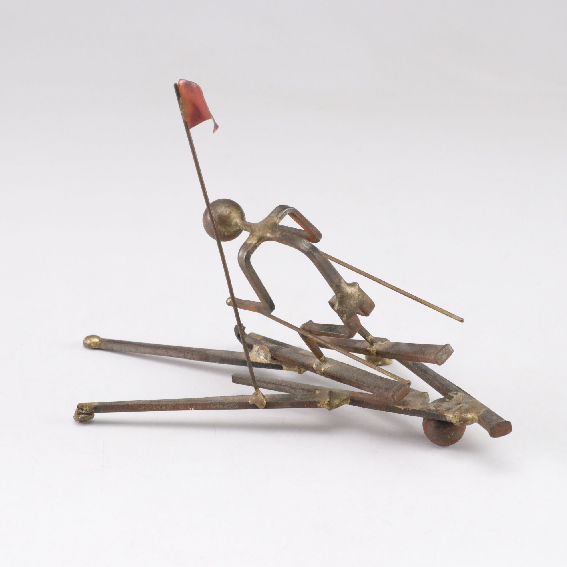 Anton Brutalist-Style Metal Sculptures of Skiing Figures, 1973