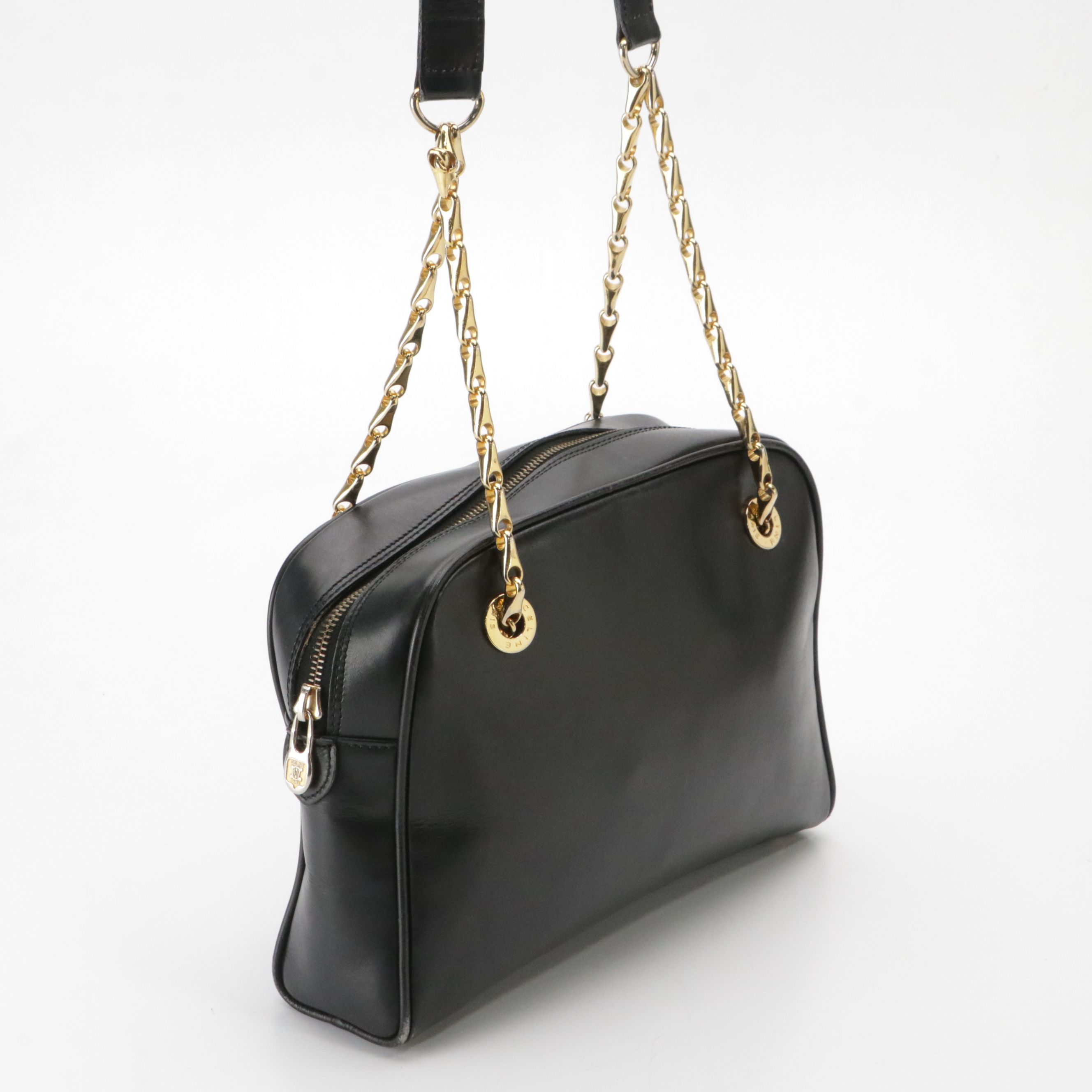 Celine Leather and Chain Strap Crossbody Bag