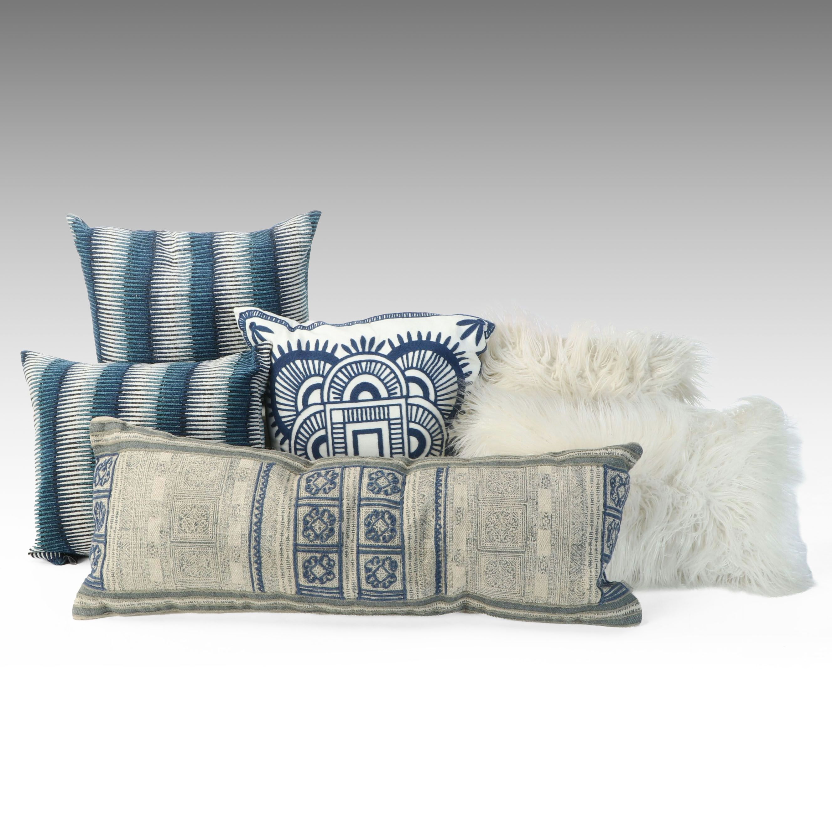 Blue and White Assorted Accent Pillows