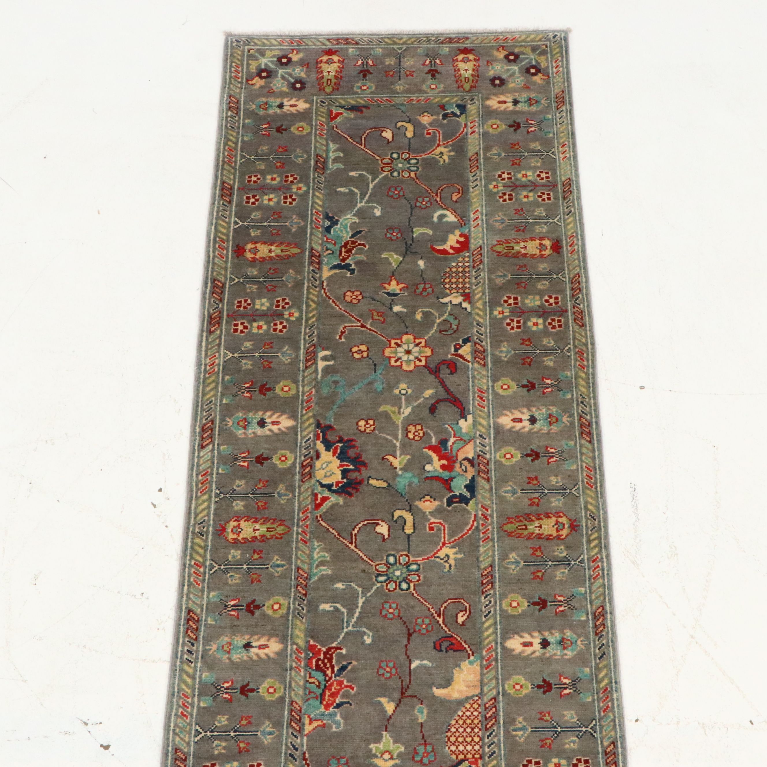 2'9 x 9'10 Hand-Knotted Pakistani Kazak Style Carpet Runner