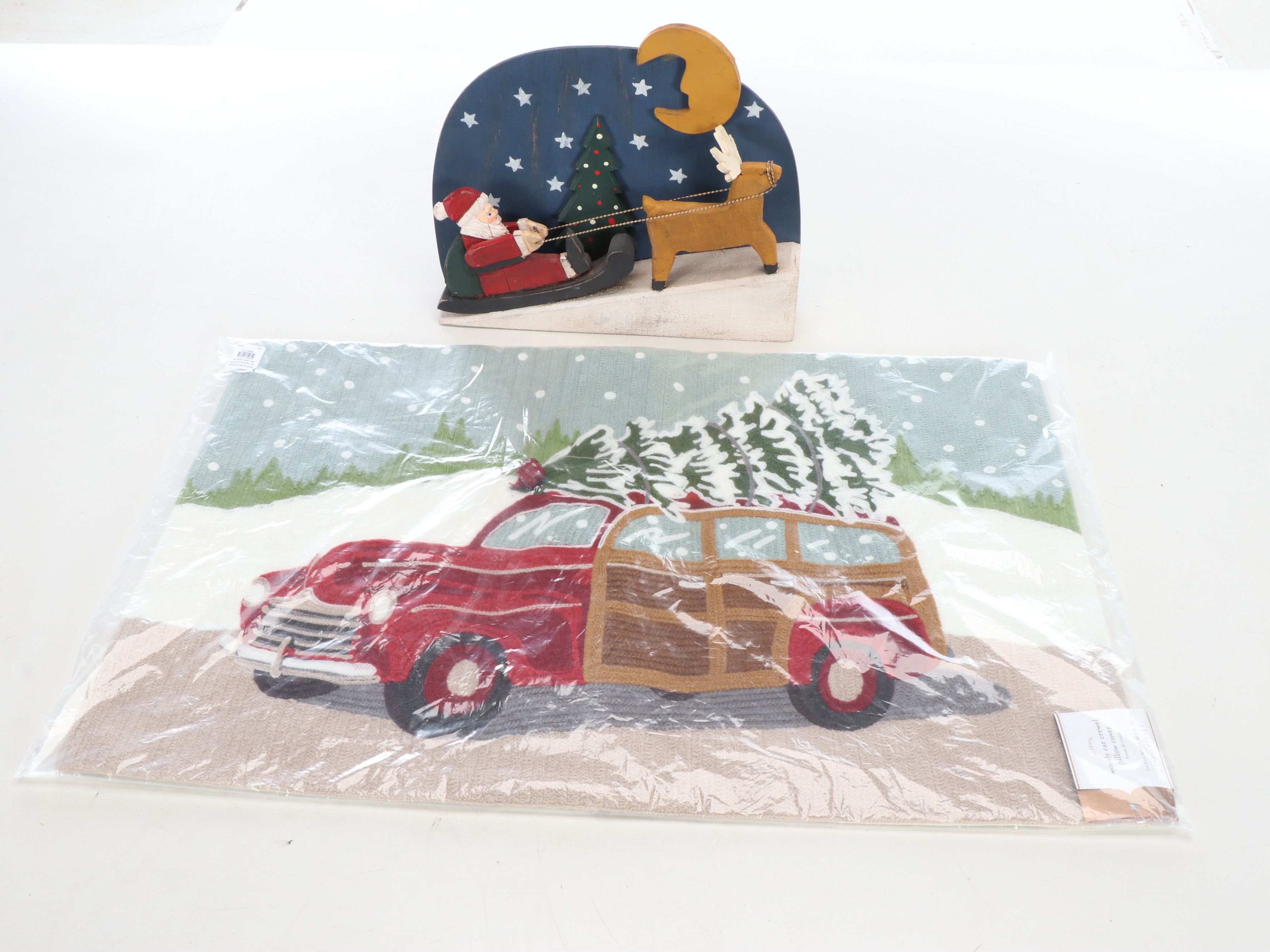 Pottery Barn Christmas Woody Crewel Pillow Cover, Metal Tree Stand, More Décor