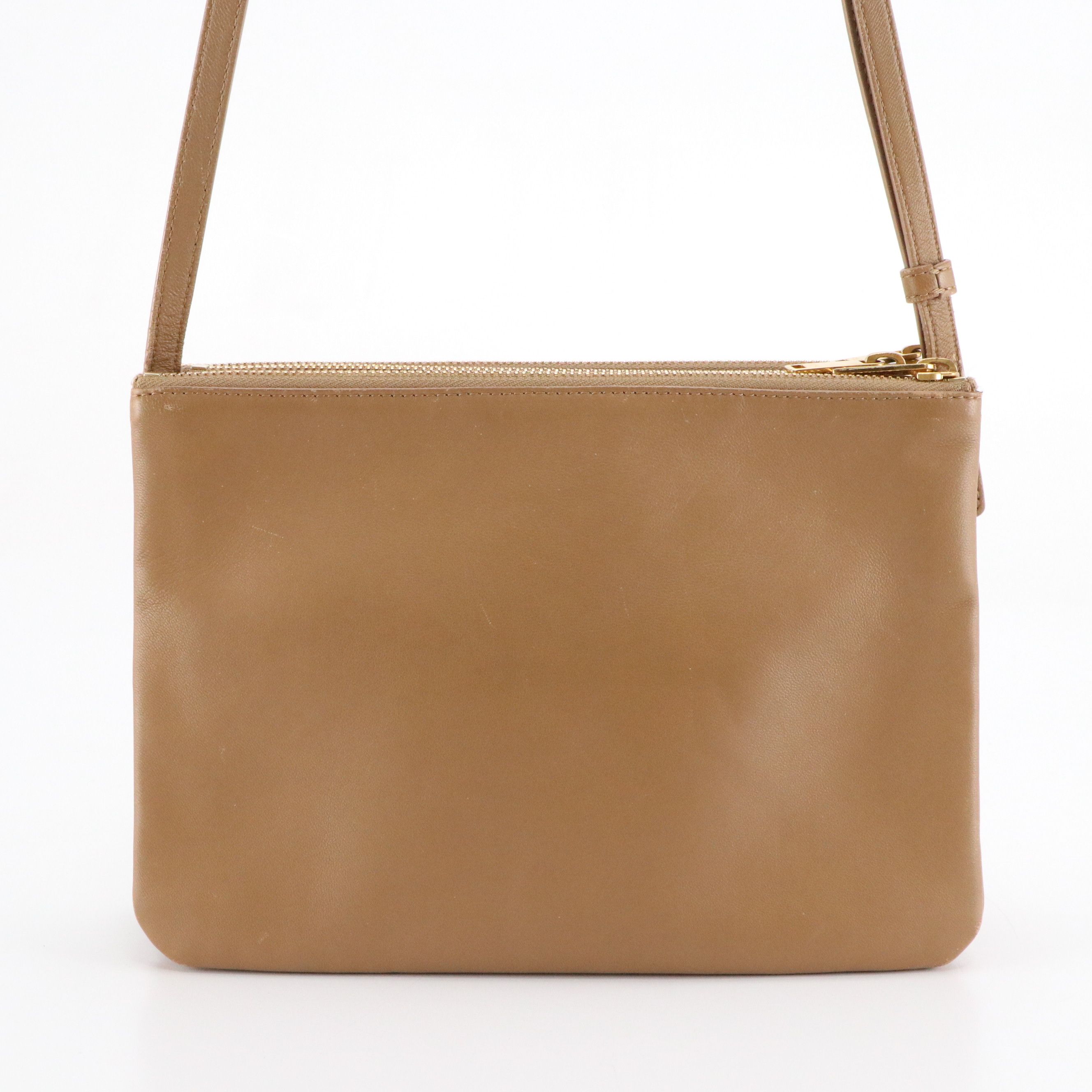 Celine Trio Crossbody Bag in Light Brown Calfskin Leather