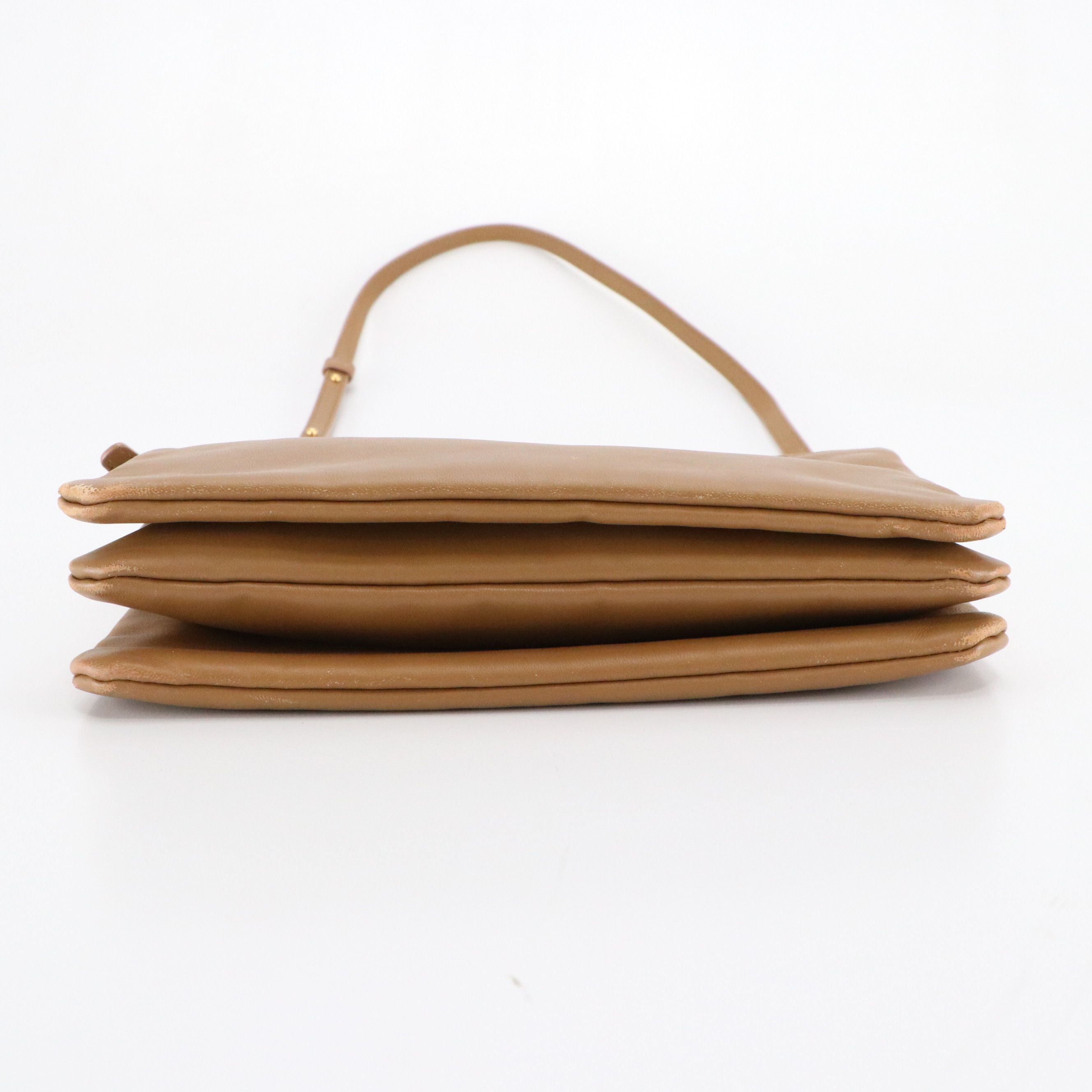 Celine Trio Crossbody Bag in Light Brown Calfskin Leather