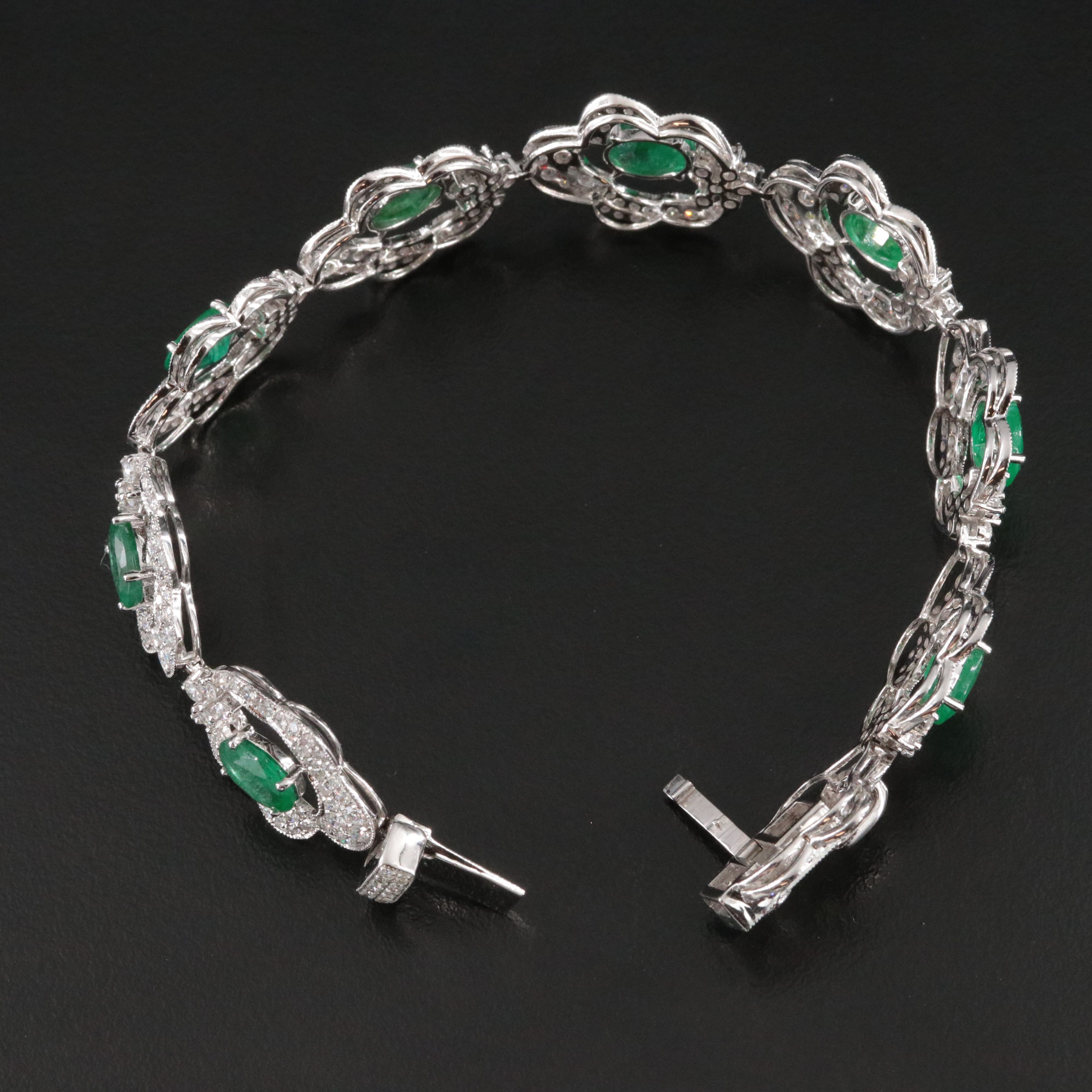 Michael Christoff 18K 9.08 CTW Emerald and 6.20 CTW Diamond Floral Bracelet